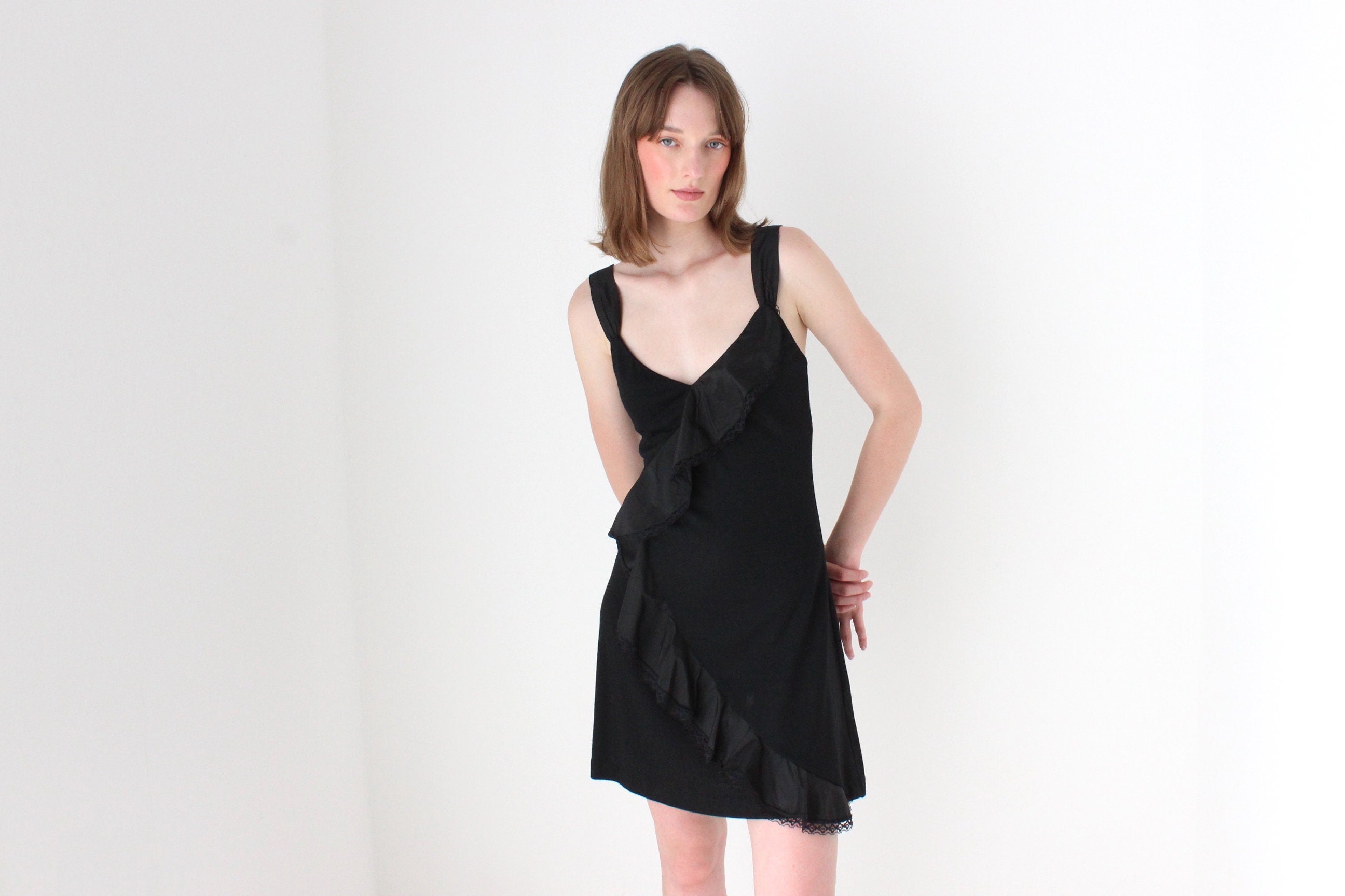 Y2K Bettina Liano Wool & Silk Sassy Black Mini