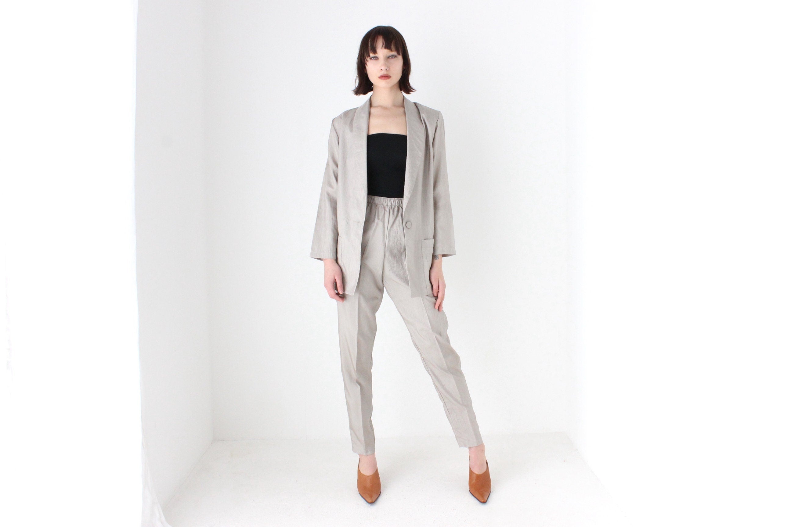 80s Lightweight Parachute Two Piece Pant Suit