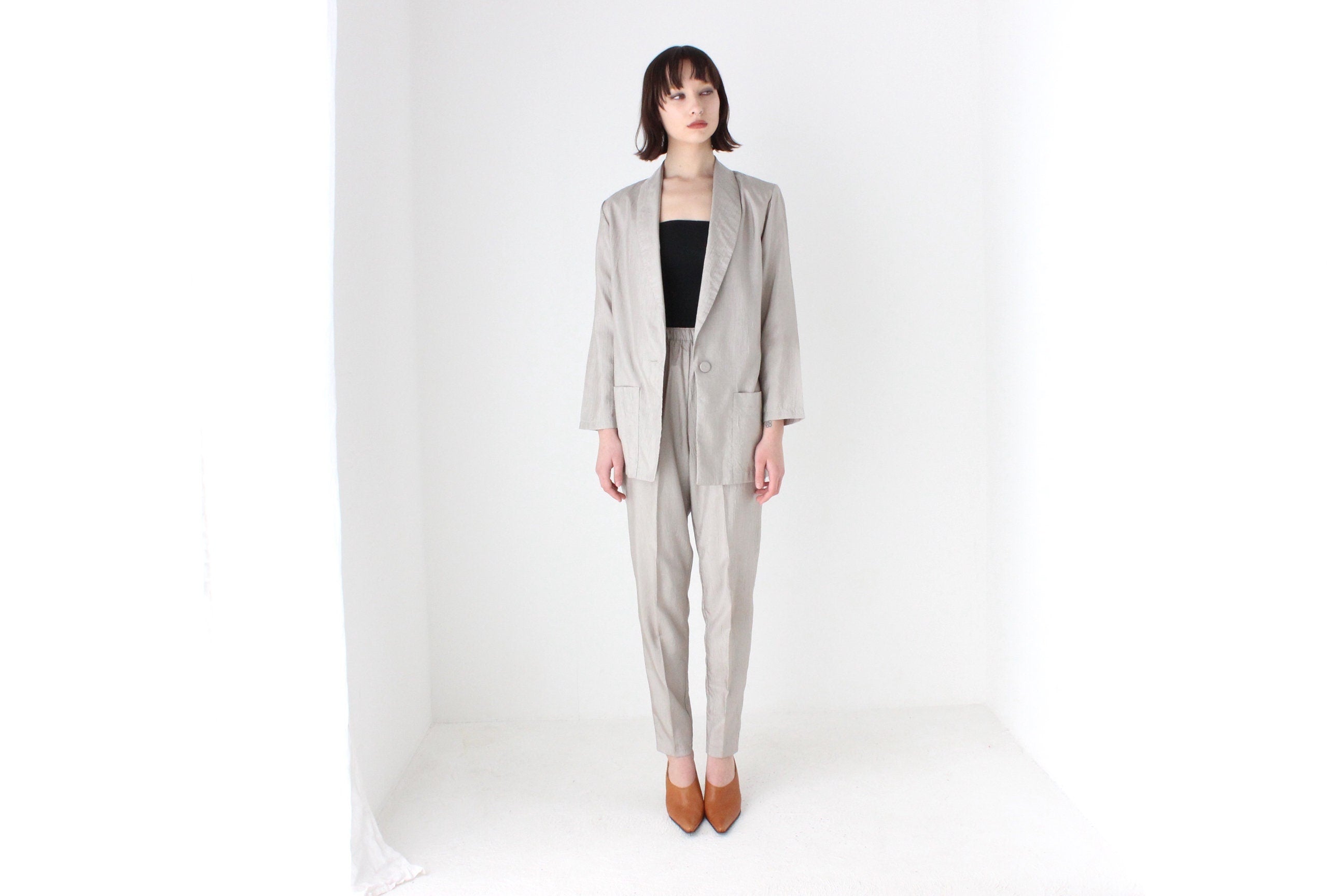 80s Lightweight Parachute Two Piece Pant Suit