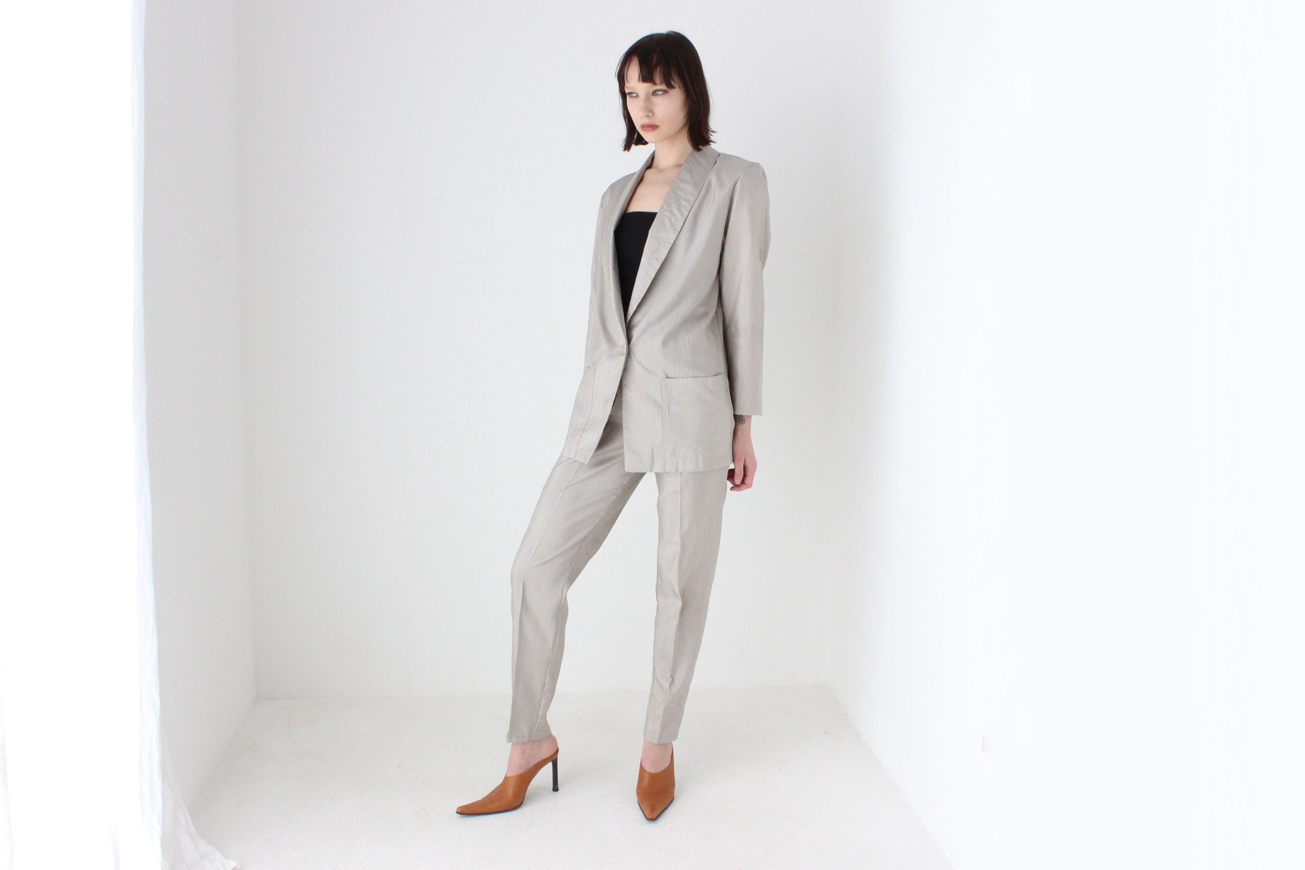 80s Lightweight Parachute Two Piece Pant Suit