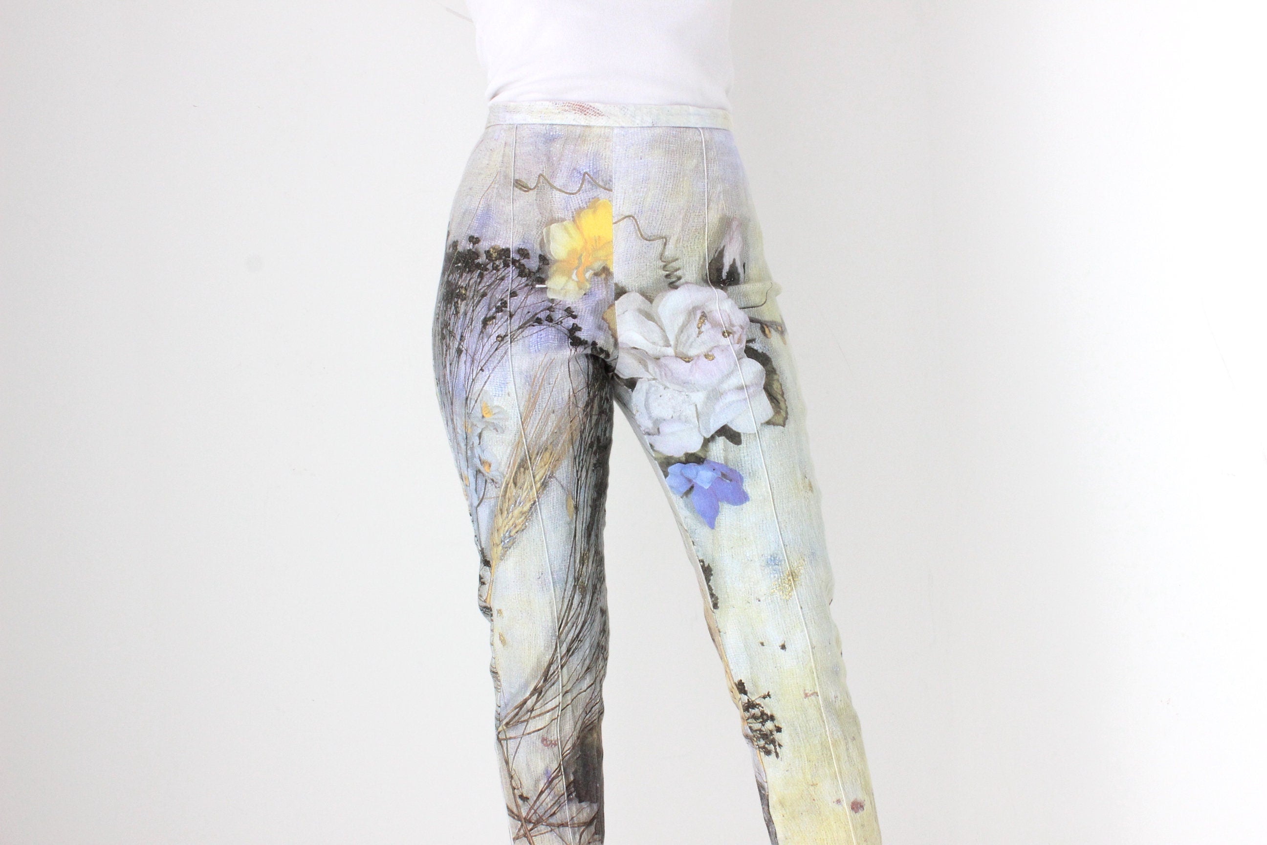 Y2K Abstract Fairy Grotto Cropped Stretch Denim Printed Jeans