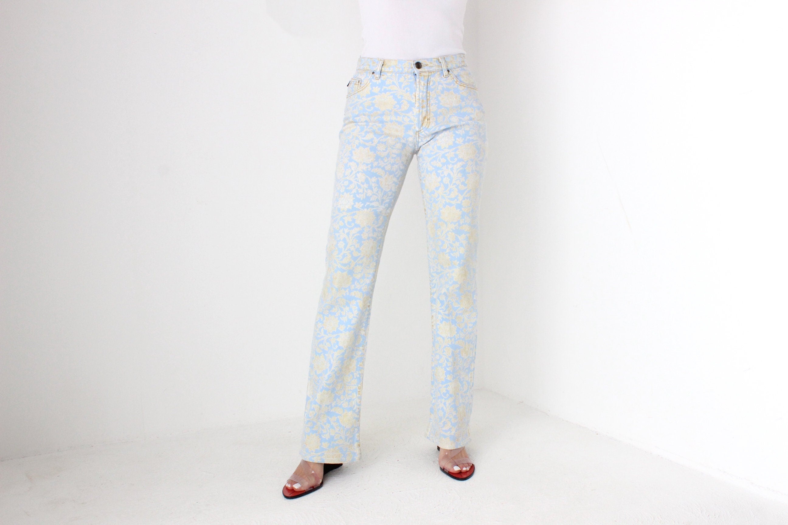 Sexy Y2K Just Cavalli Floral Baroque Bootcut Jeans
