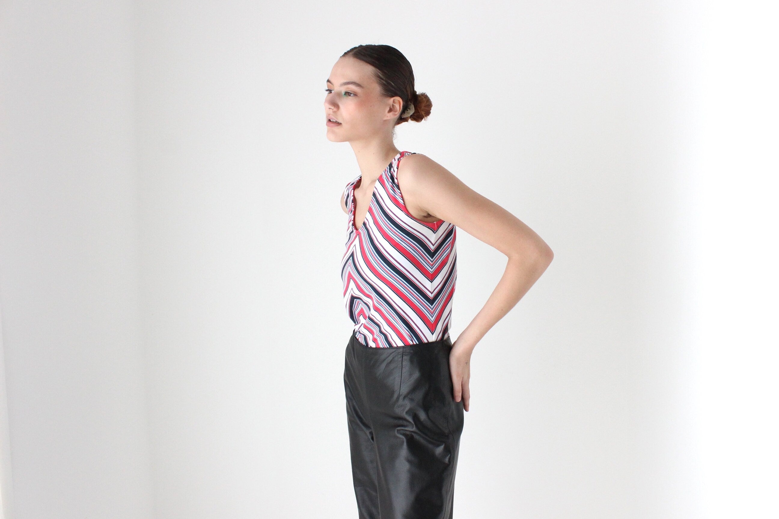 00s Does 70s Chevron V Neck Tank