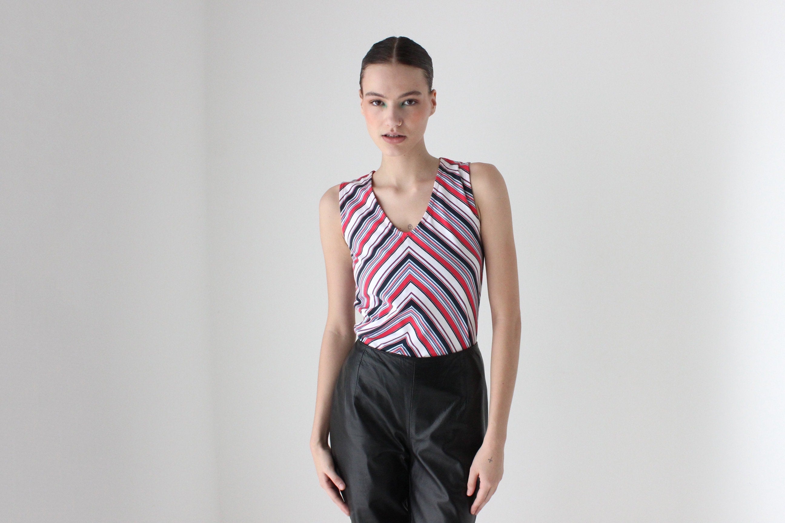 00s Does 70s Chevron V Neck Tank
