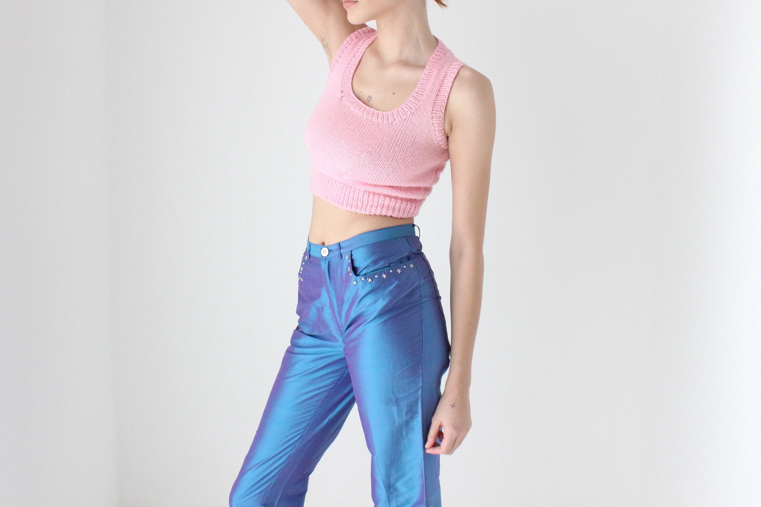 Adorable 80s Baby Pink Pastel Knit Crop Top