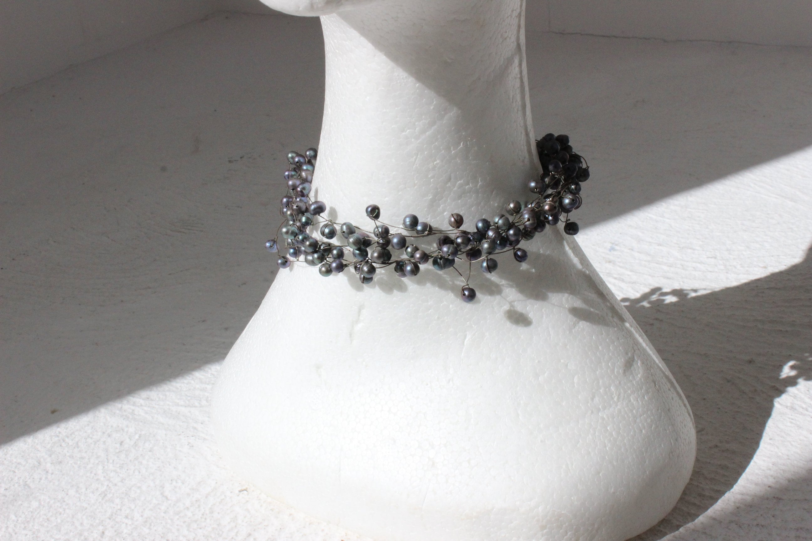 MADE IN ITALY 90s Pewter Suspended Bead Choker