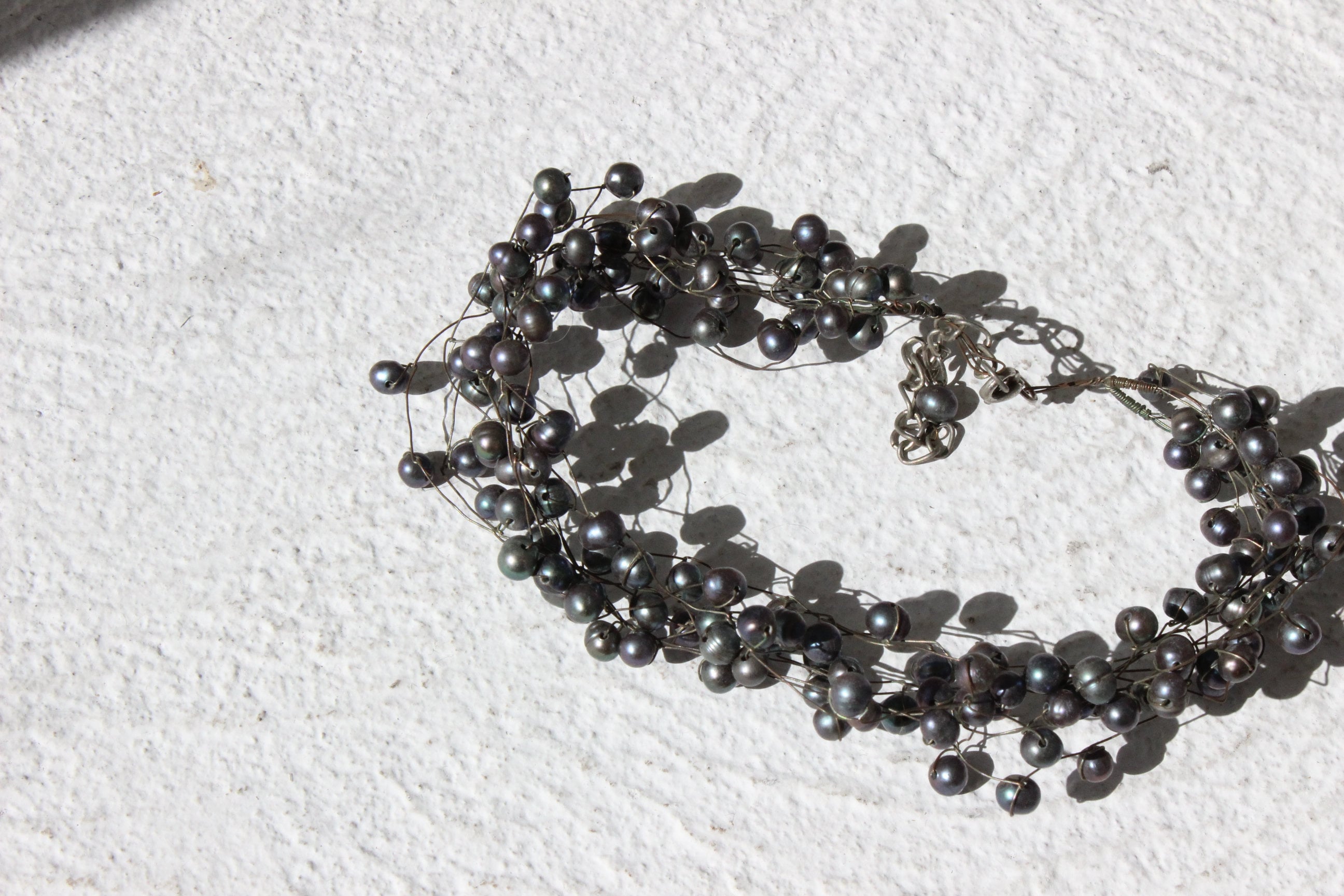 MADE IN ITALY 90s Pewter Suspended Bead Choker
