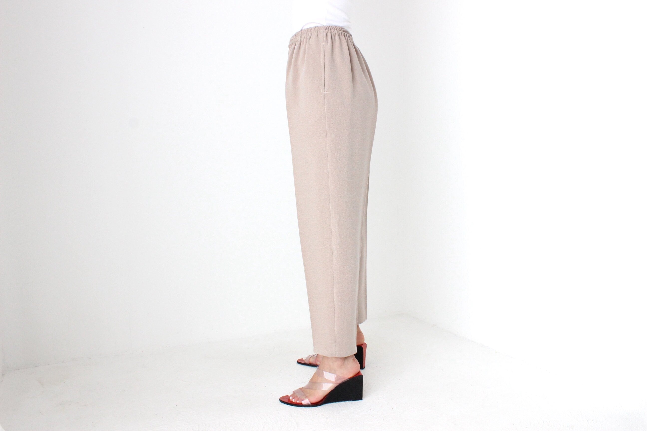 80s Neutral & Minimal Relaxed Stretch Waist Trousers