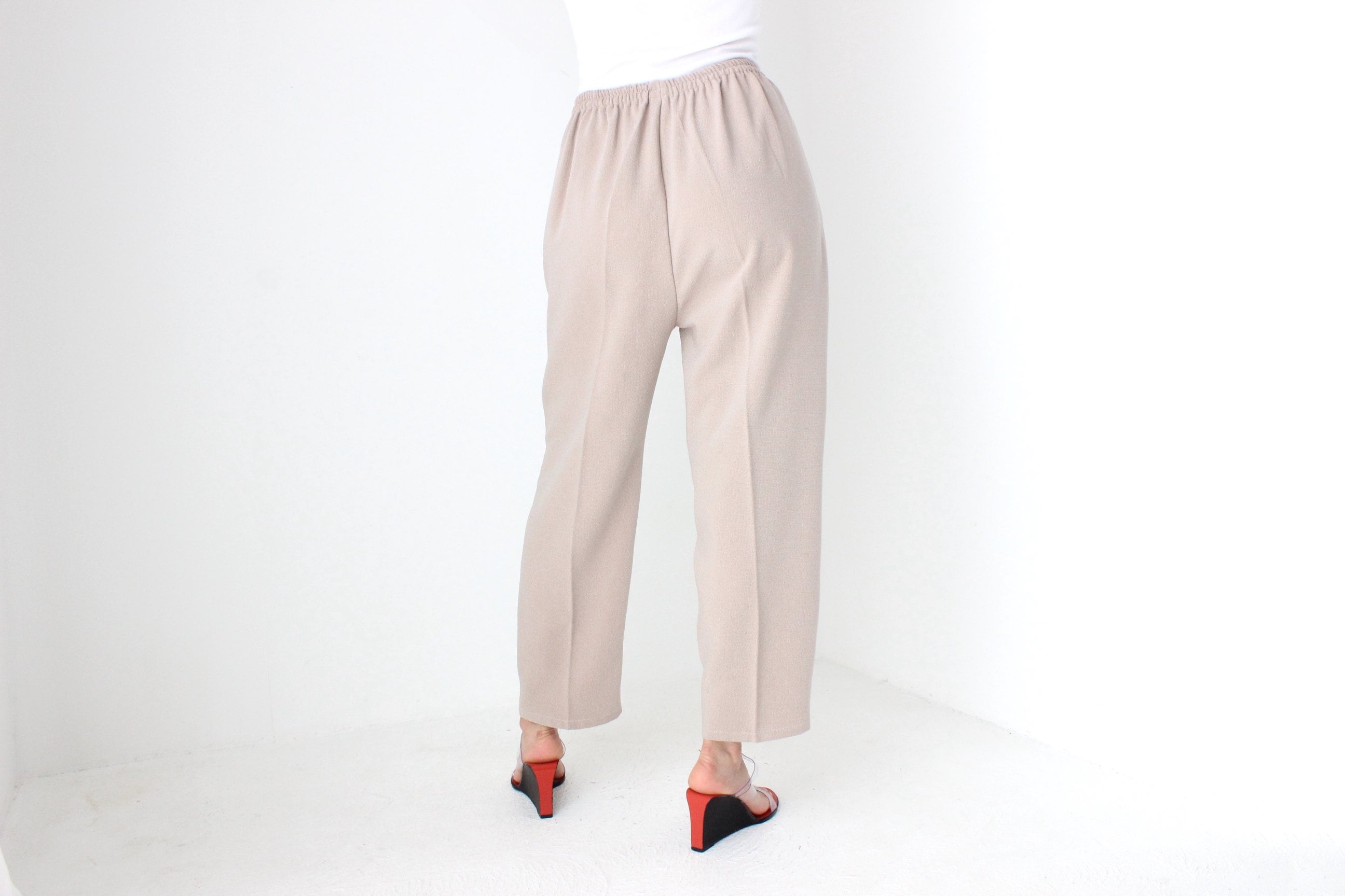 80s Neutral & Minimal Relaxed Stretch Waist Trousers