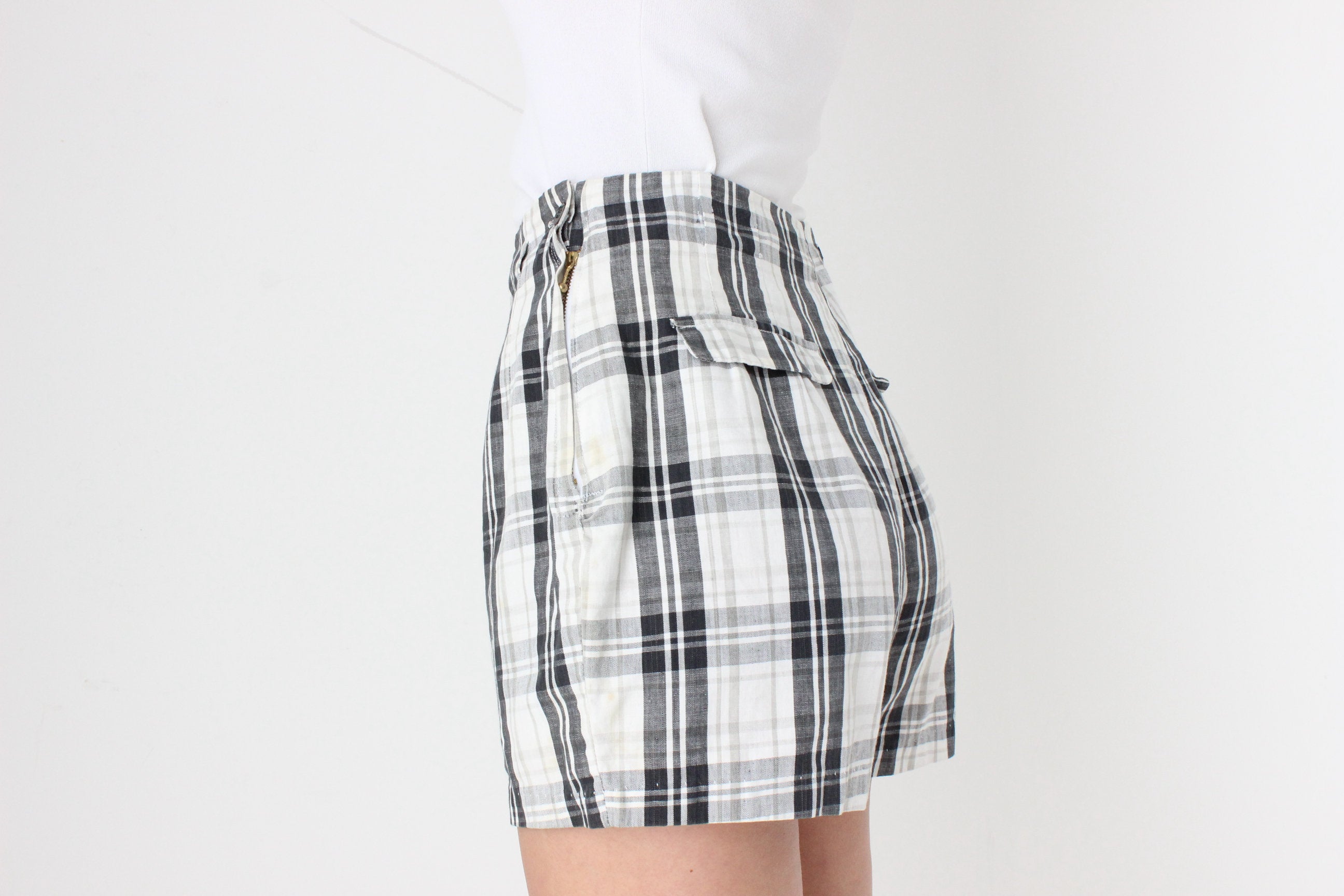 1960s Cotton Checked Shorts