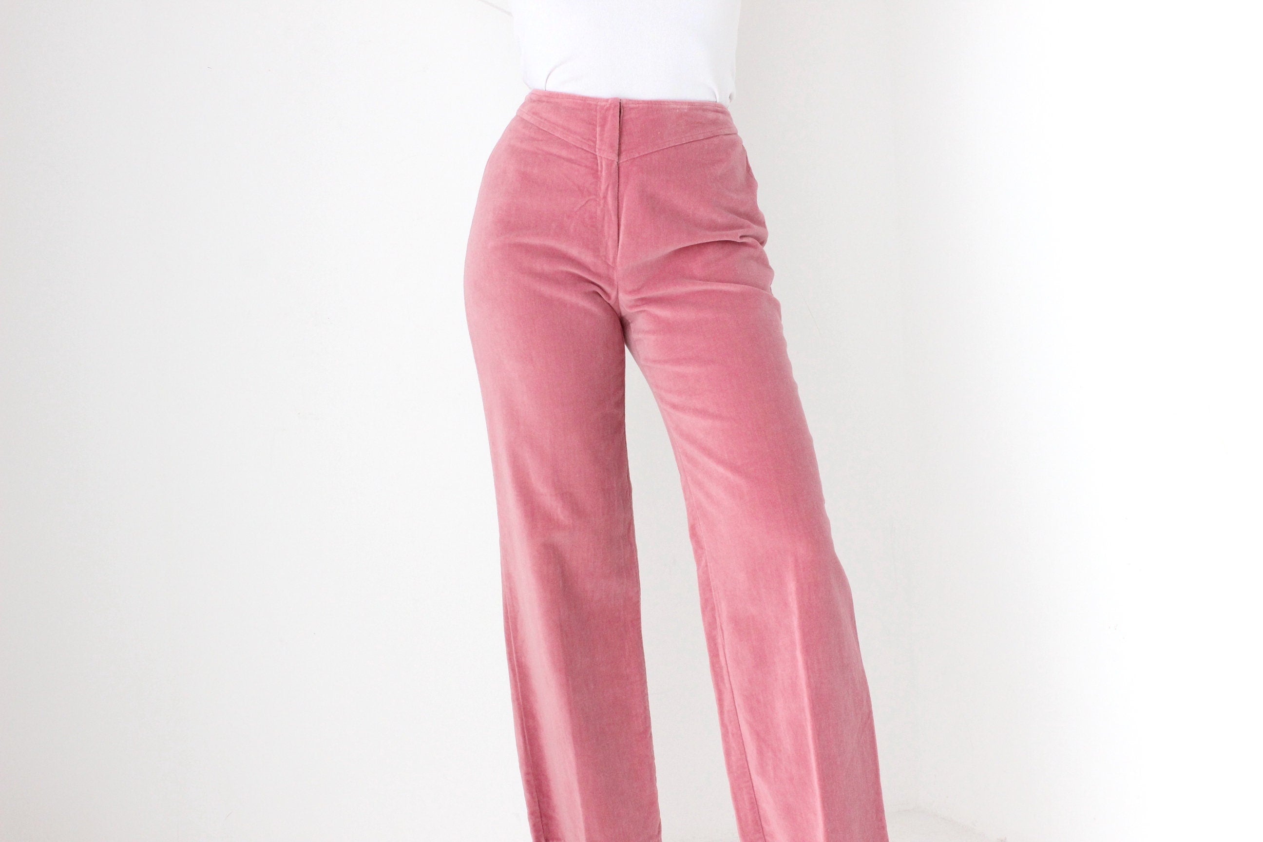 80s Cotton Felt Textured Bubblegum Trousers