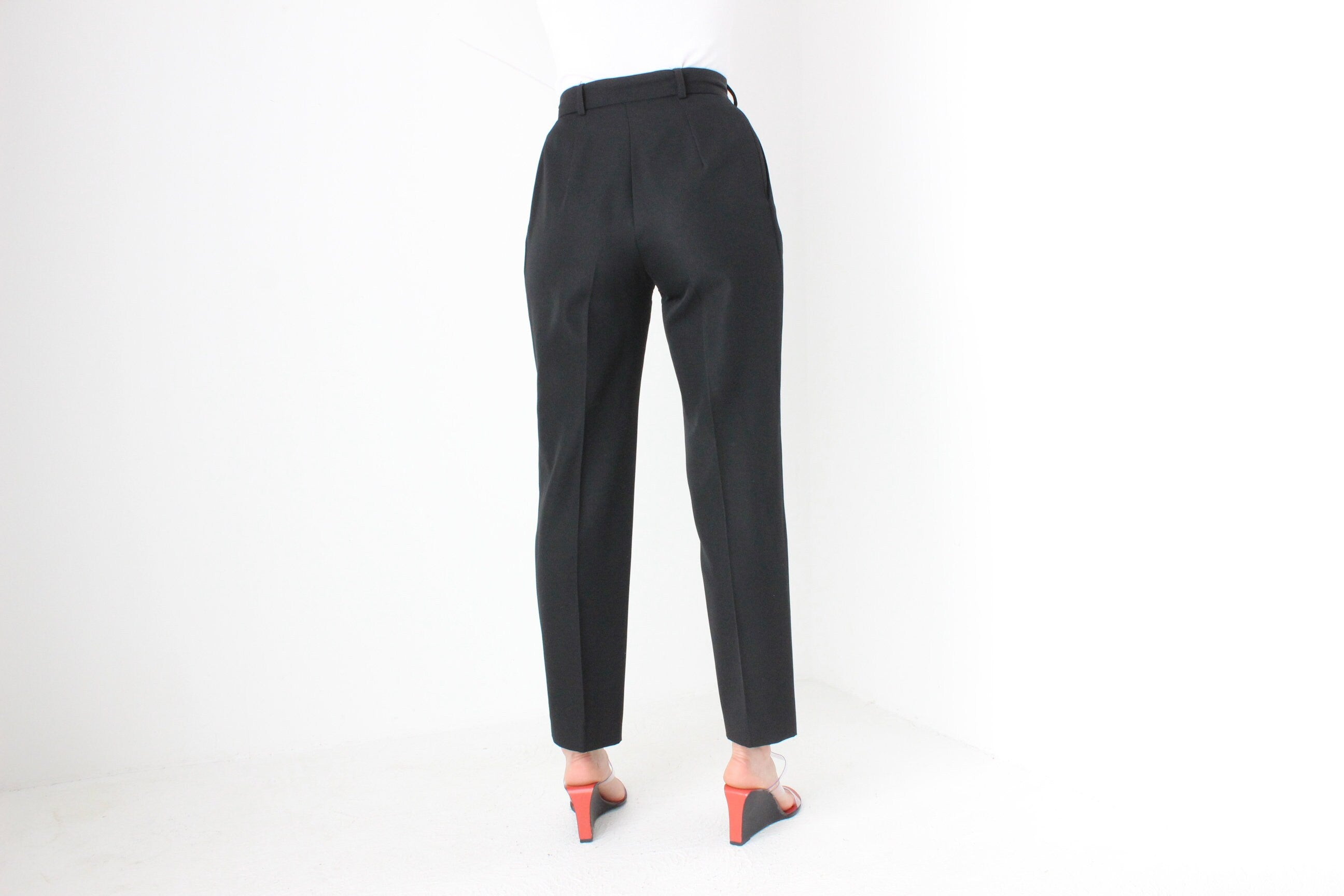 90s Moschino Couture Pure Wool High Waist Tuxedo Pants