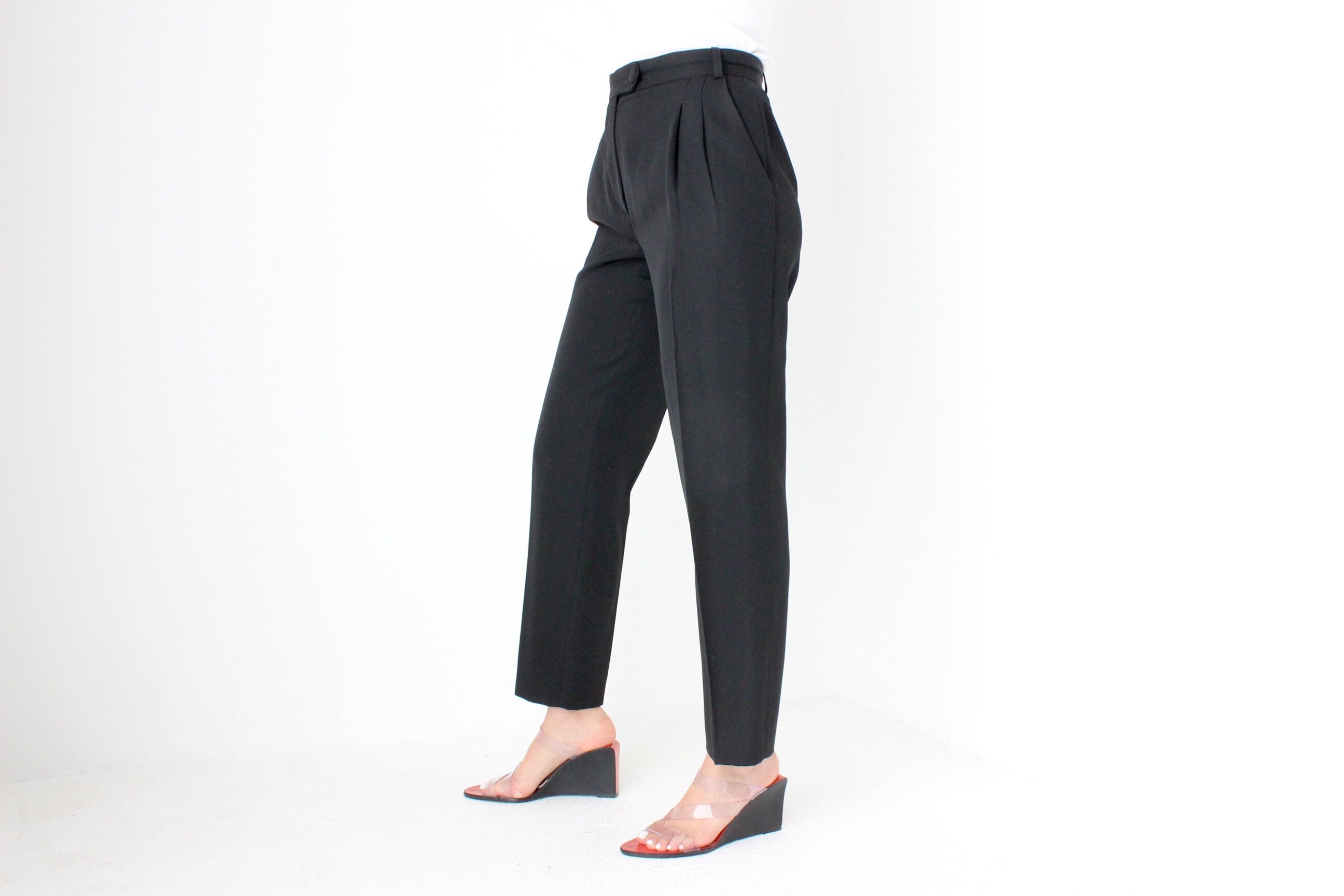 90s Moschino Couture Pure Wool High Waist Tuxedo Pants