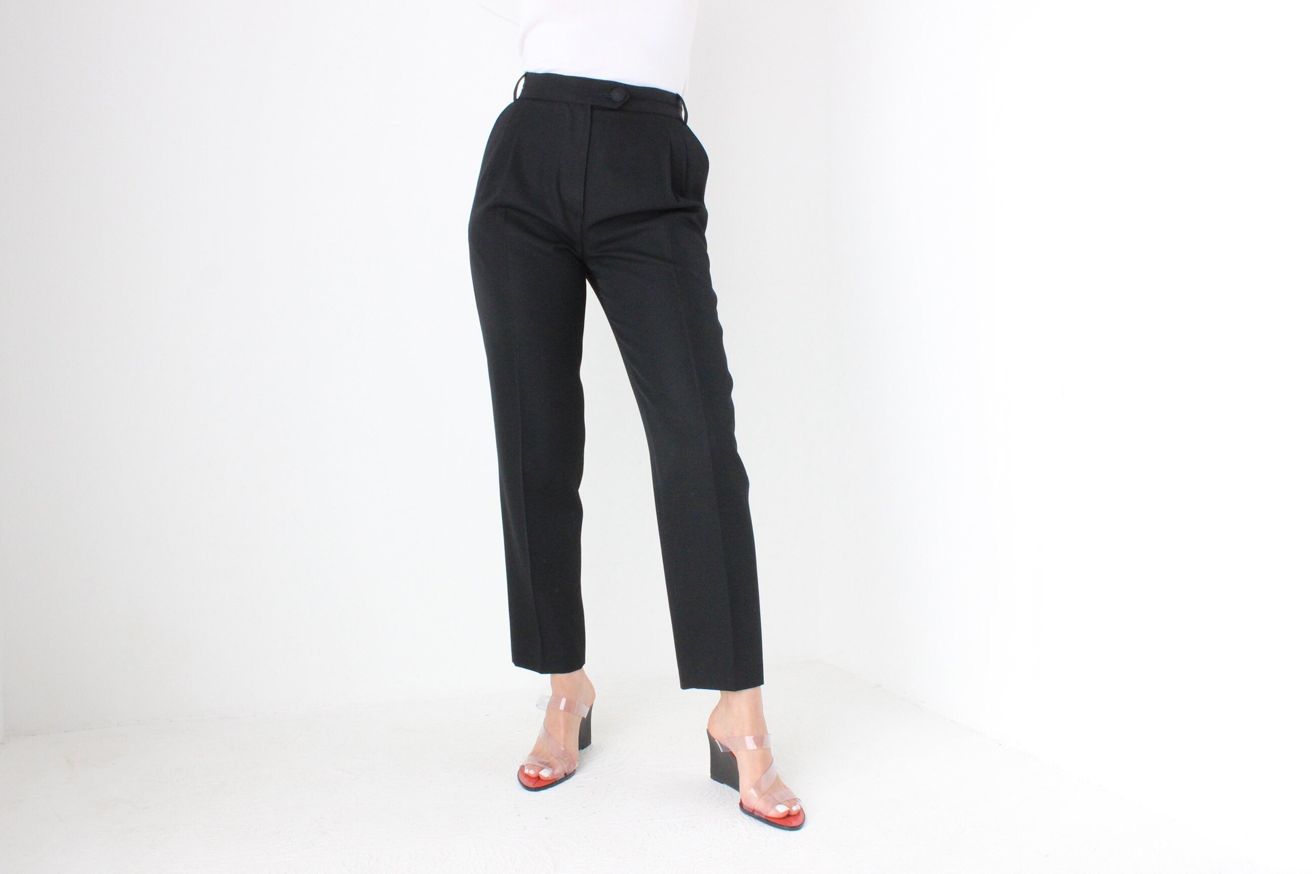90s Moschino Couture Pure Wool High Waist Tuxedo Pants
