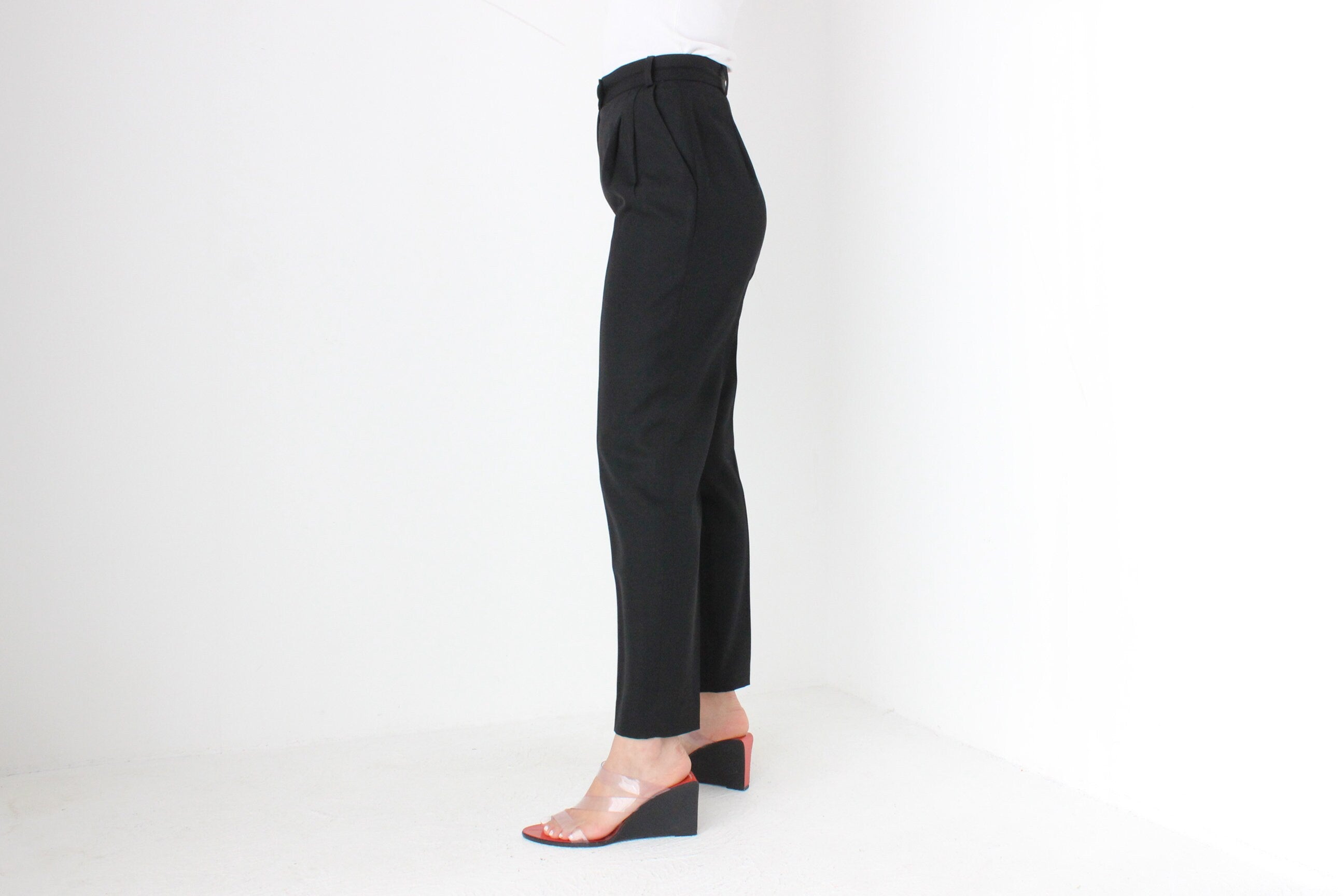 90s Moschino Couture Pure Wool High Waist Tuxedo Pants