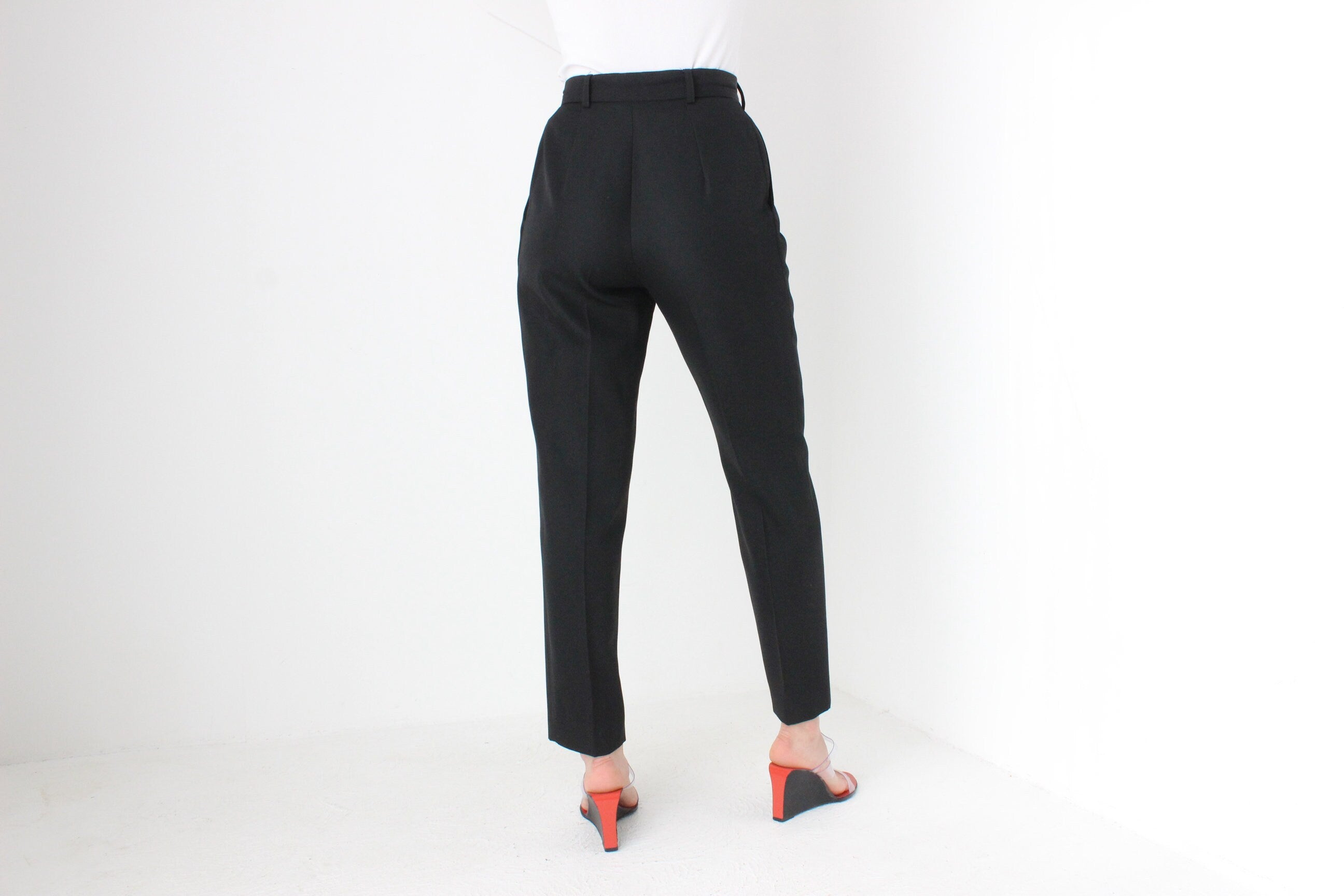 90s Moschino Couture Pure Wool High Waist Tuxedo Pants
