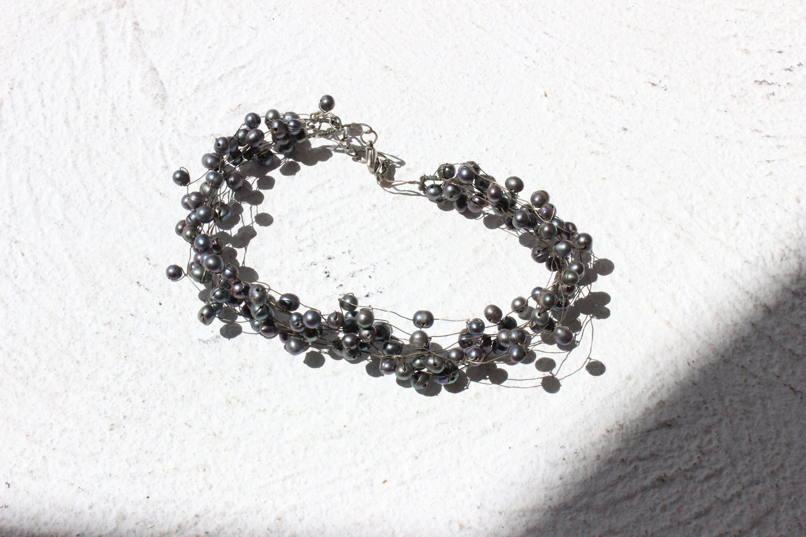 MADE IN ITALY 90s Pewter Suspended Bead Choker