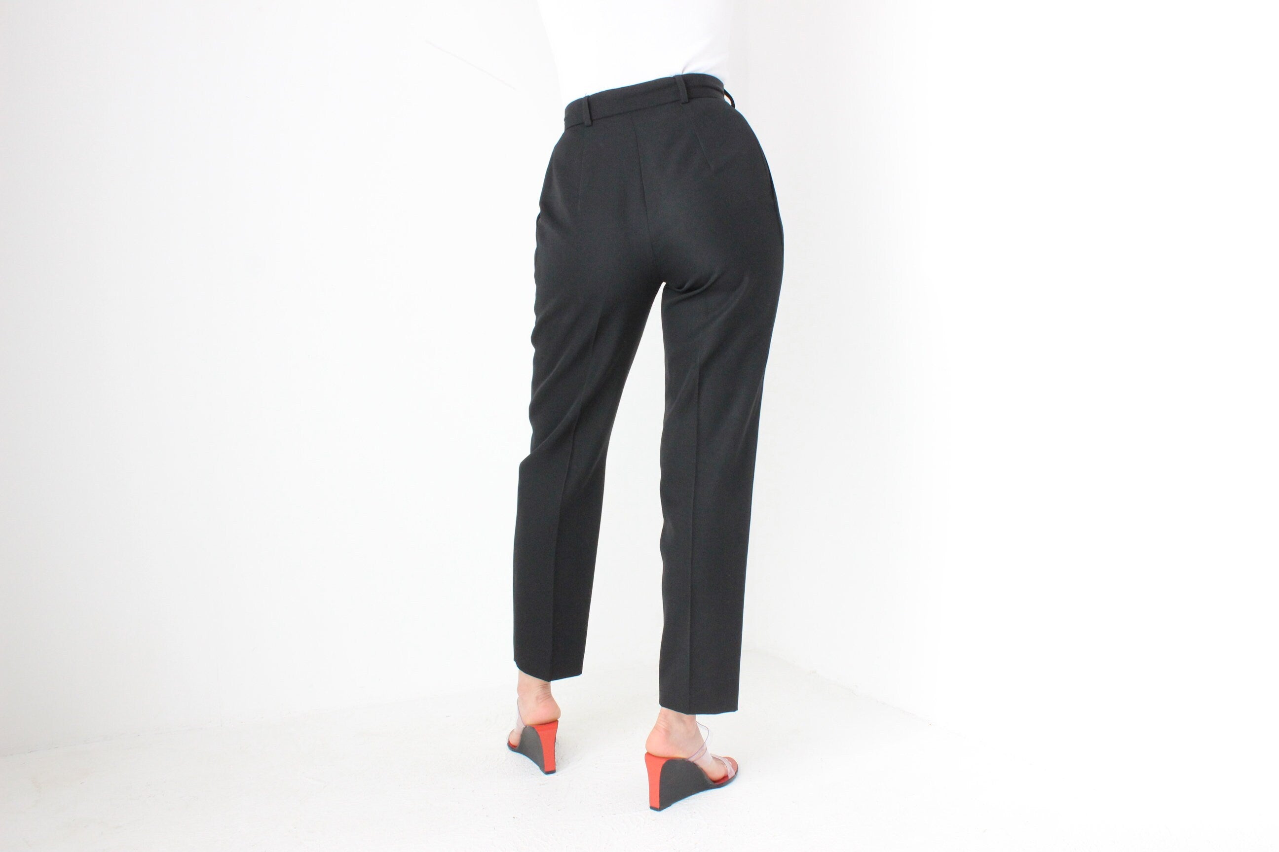 90s Moschino Couture Pure Wool High Waist Tuxedo Pants