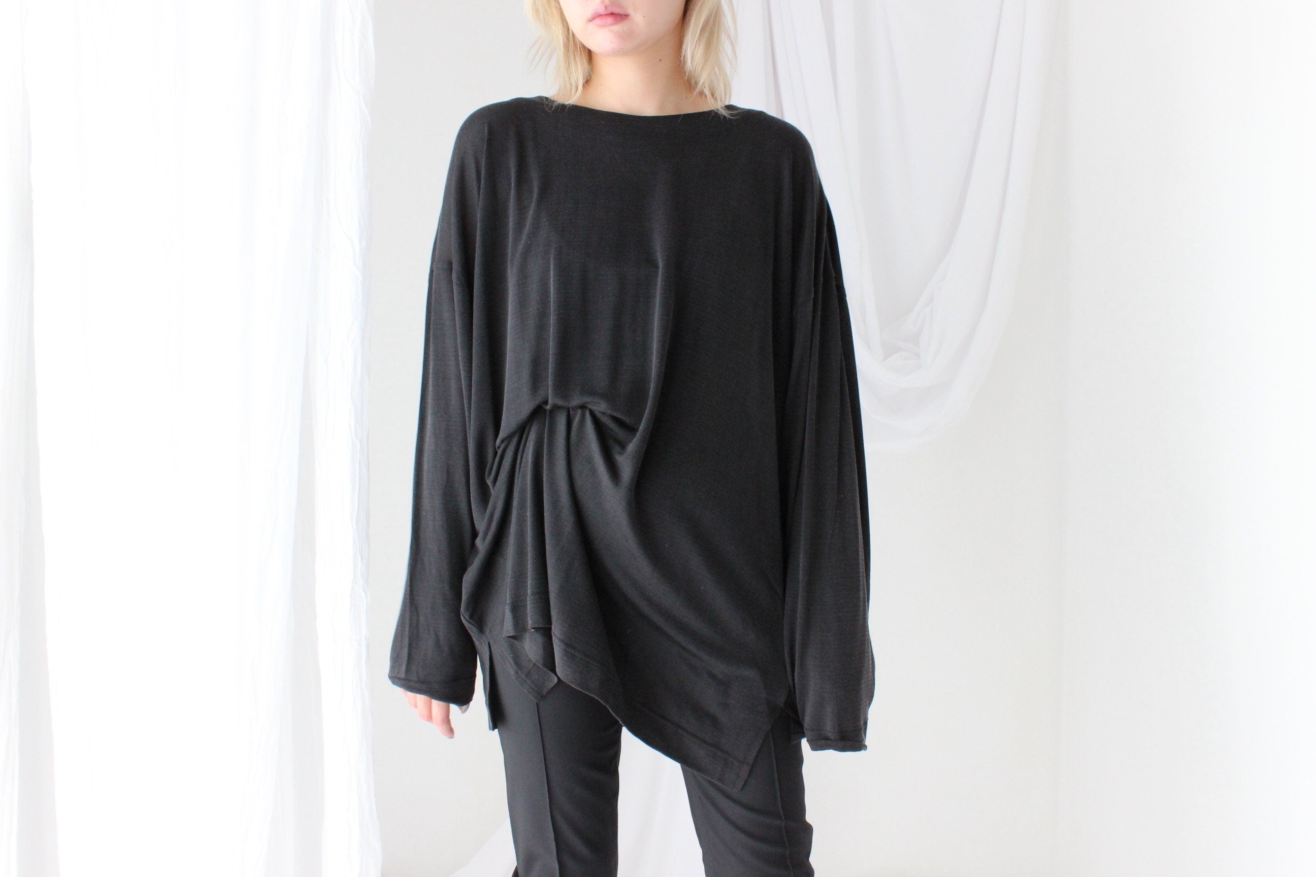 90s Luscious PURE SILK Jersey Weave Oversized Top / Dress