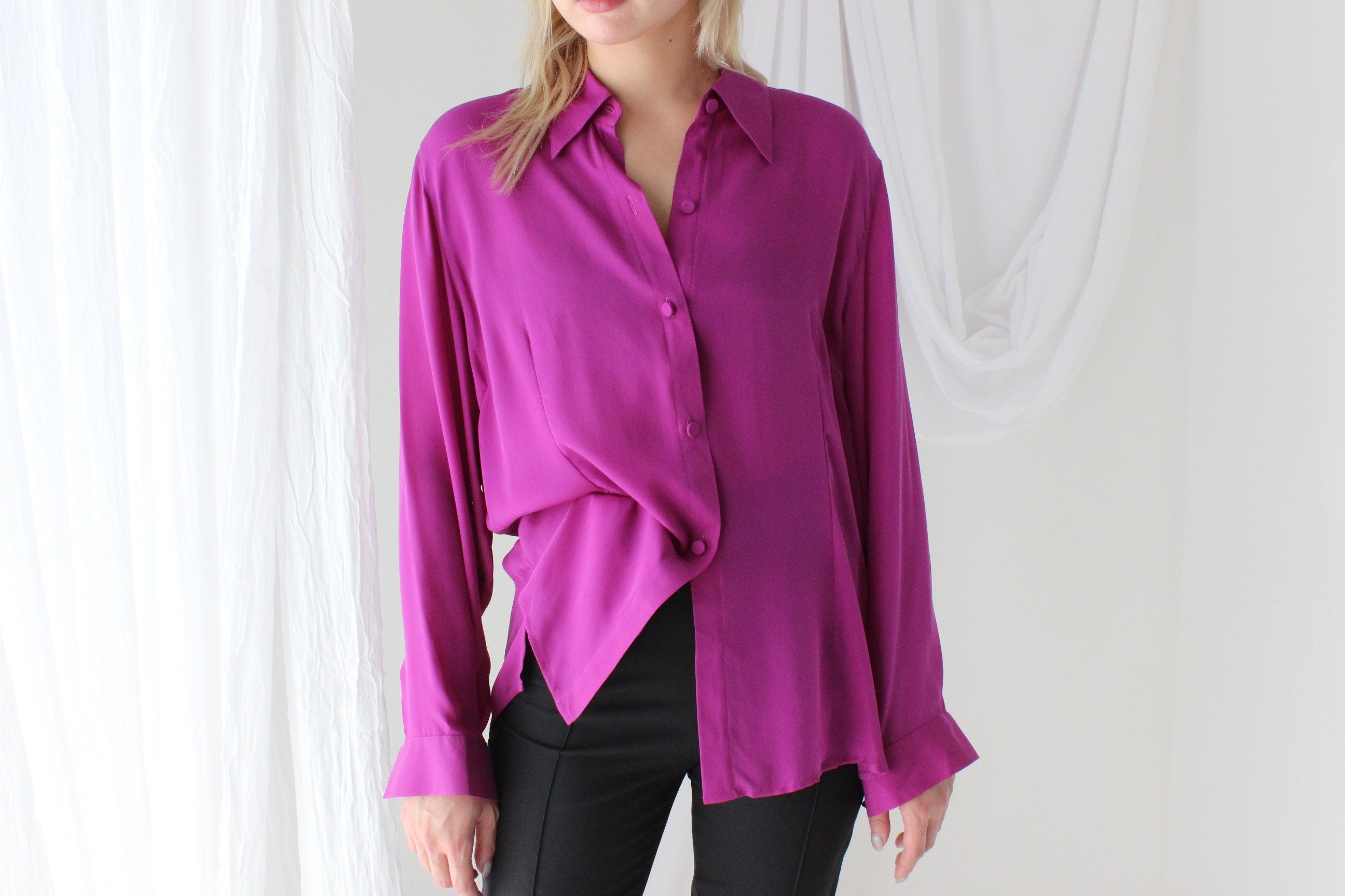 Luxury 80s Silk Crêpe De Chine Blouse