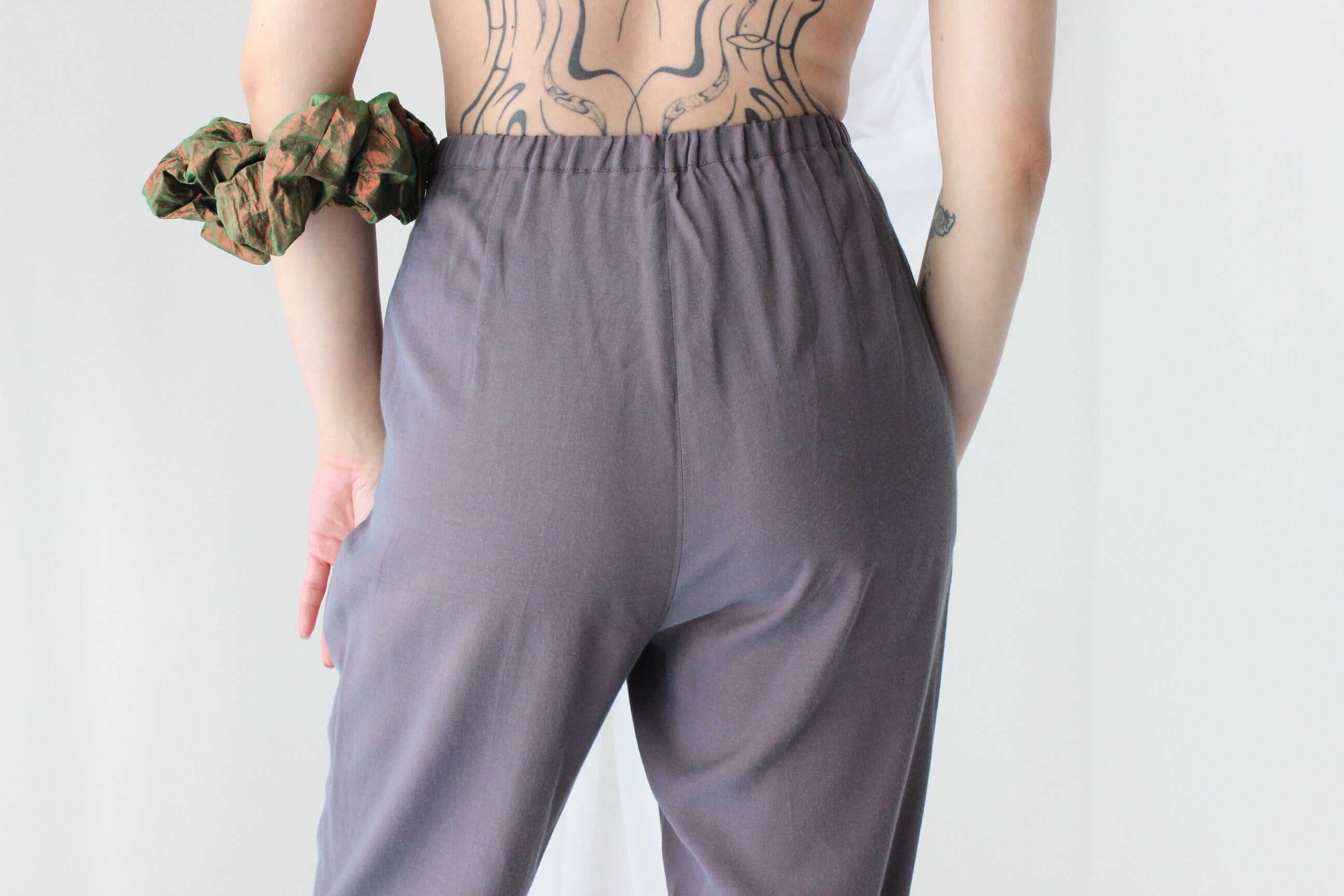 90s SILK/COTTON Holographic High Waist Trousers