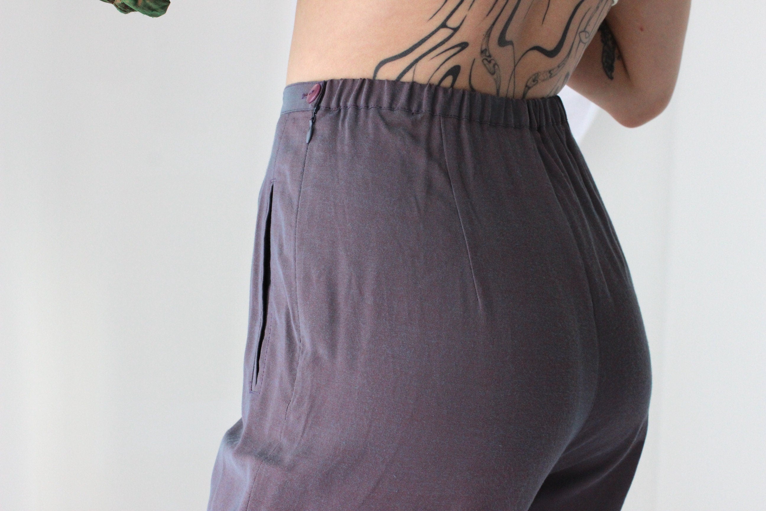 90s SILK/COTTON Holographic High Waist Trousers