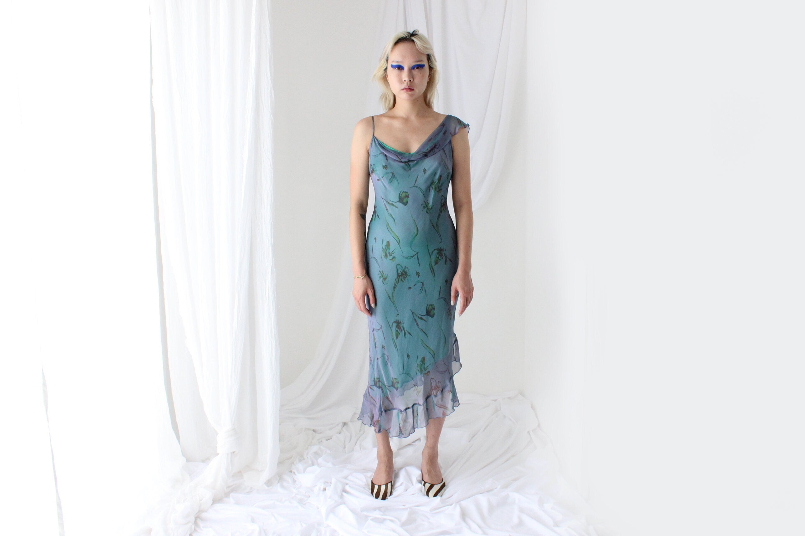 Y2K PURE SILK Shimmer Asymmetric Carrie Dress