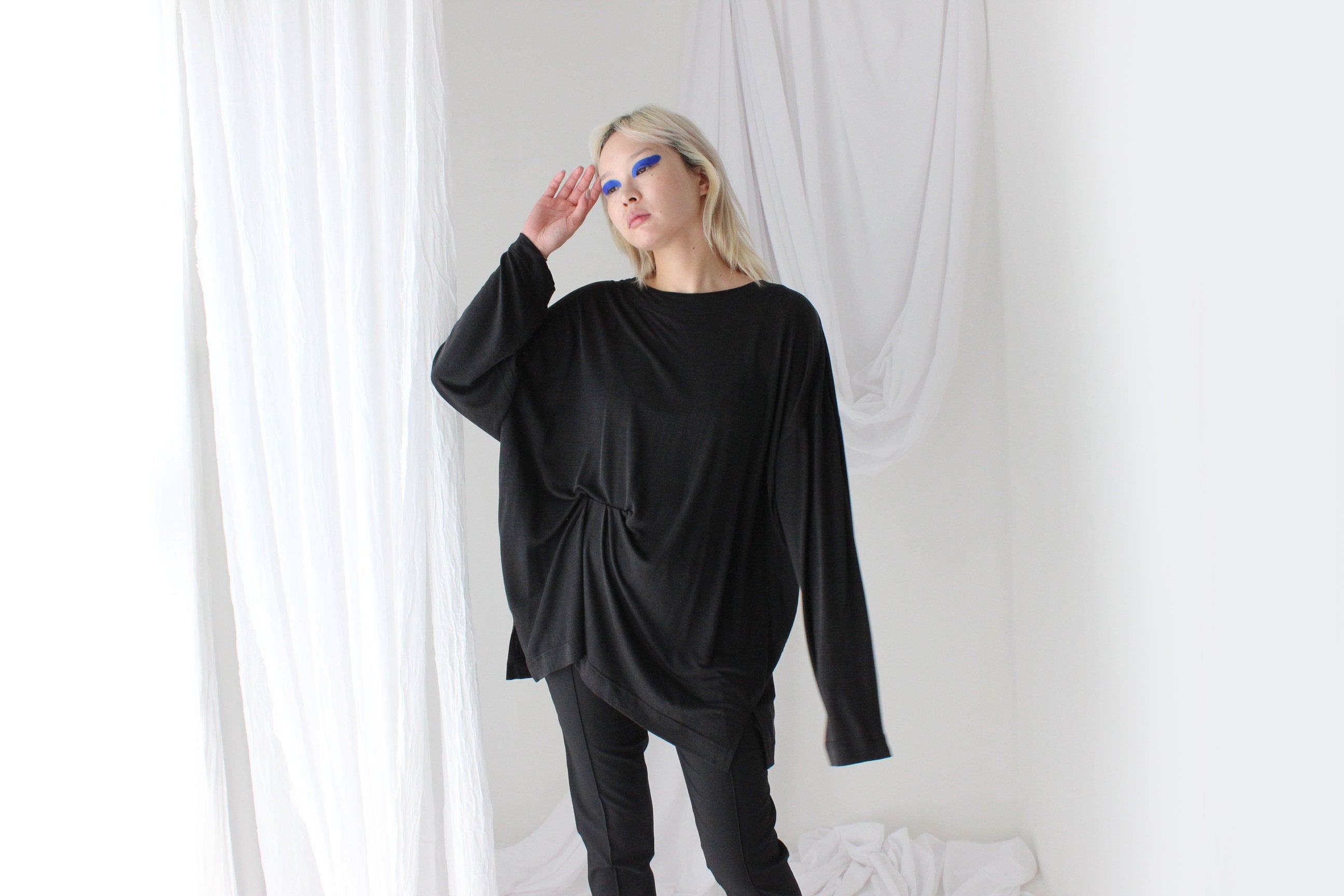 90s Luscious PURE SILK Jersey Weave Oversized Top / Dress