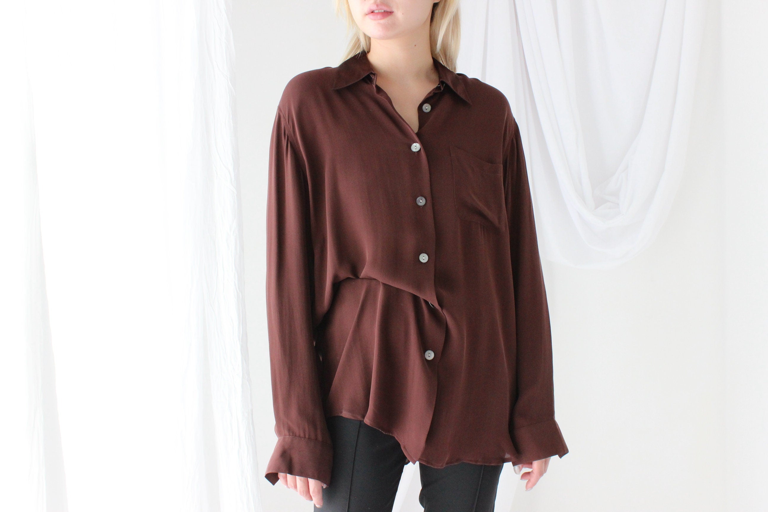 Luxury 80s Silk Crêpe De Chine Blouse