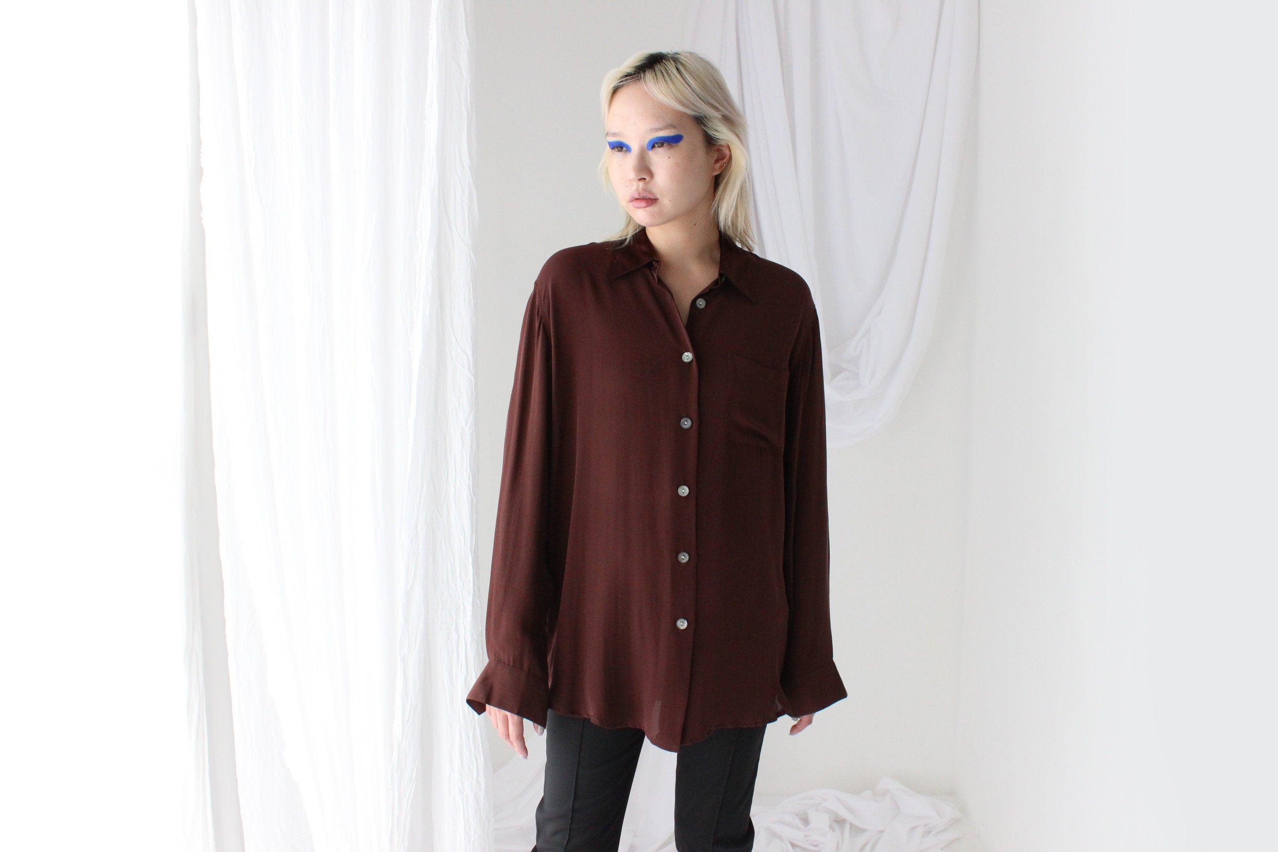 Luxury 80s Silk Crêpe De Chine Blouse