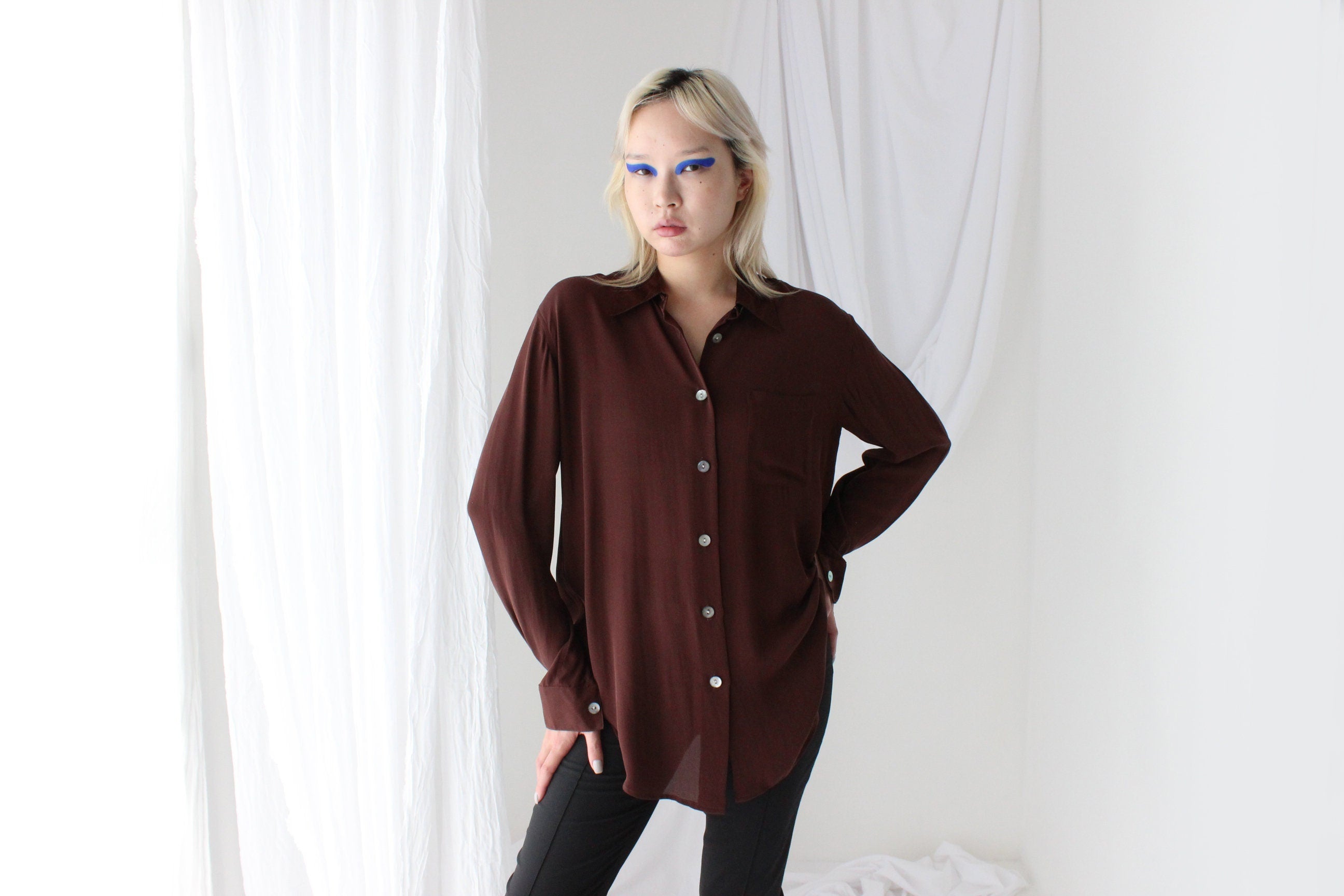 Luxury 80s Silk Crêpe De Chine Blouse
