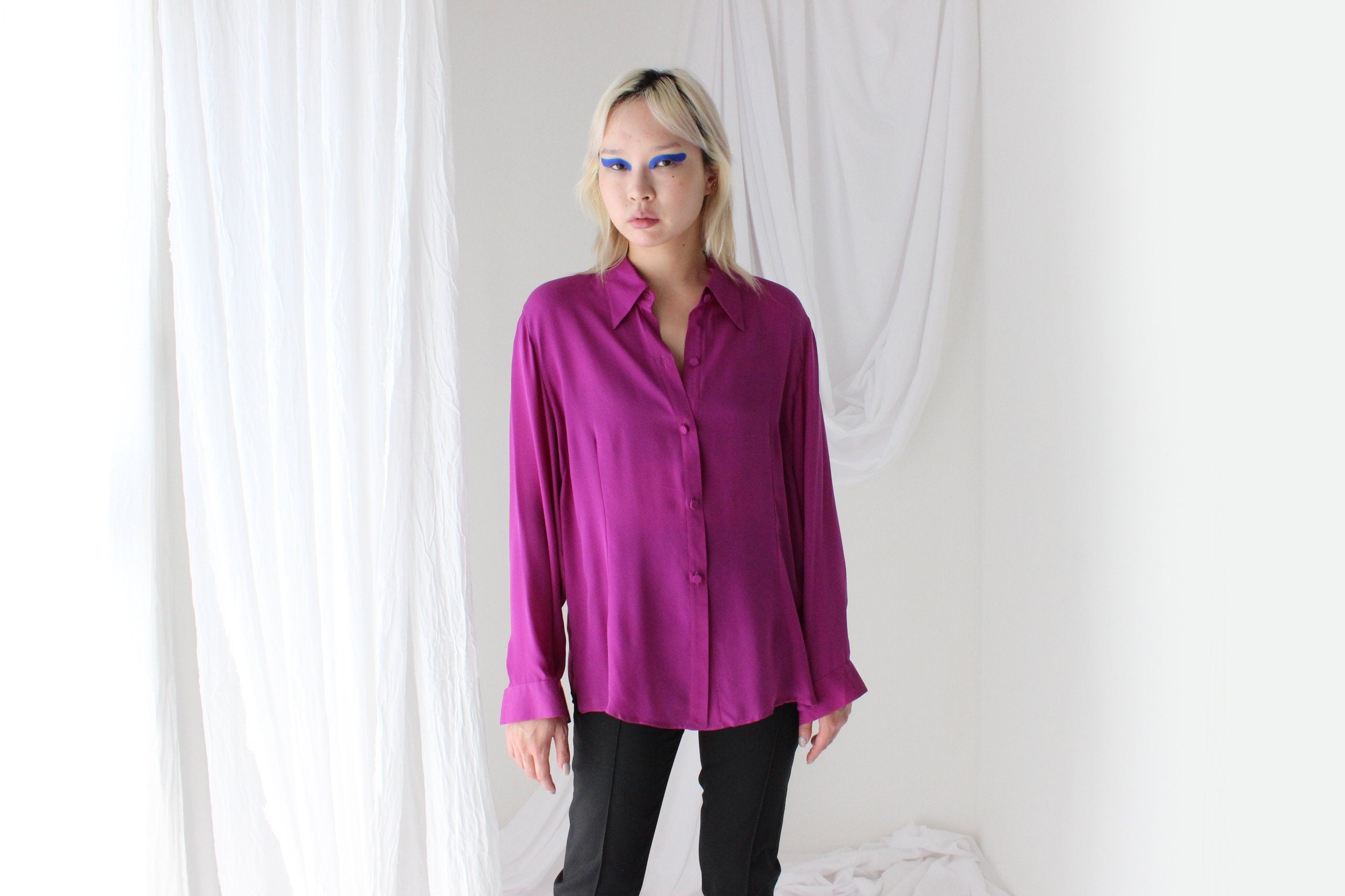 Luxury 80s Silk Crêpe De Chine Blouse