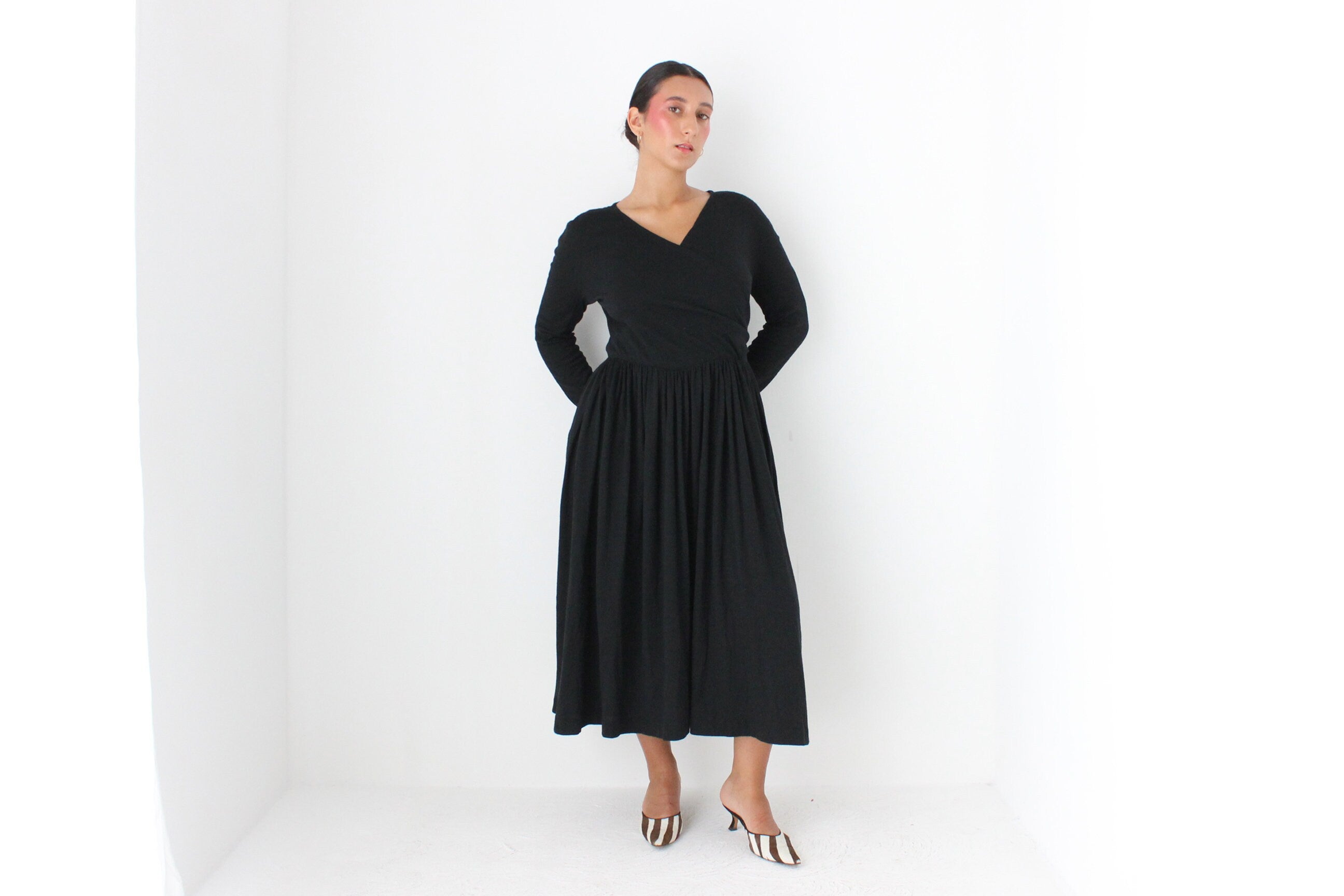 80s Sonia Rykiel Wool & Angora Knit Wrap Dress