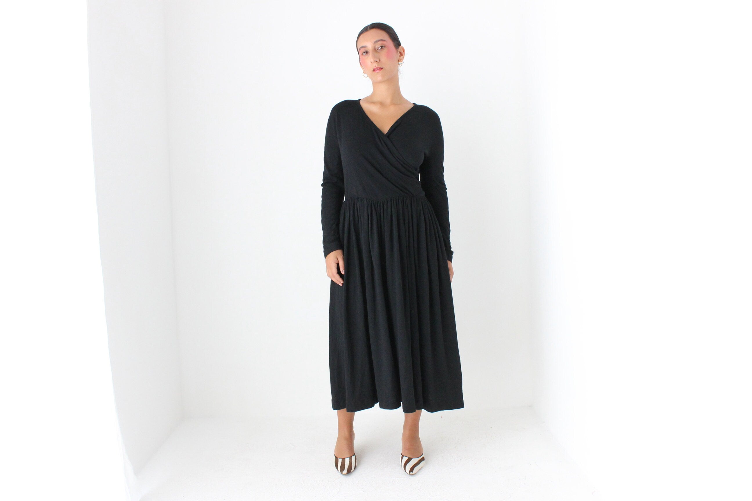 80s Sonia Rykiel Wool & Angora Knit Wrap Dress