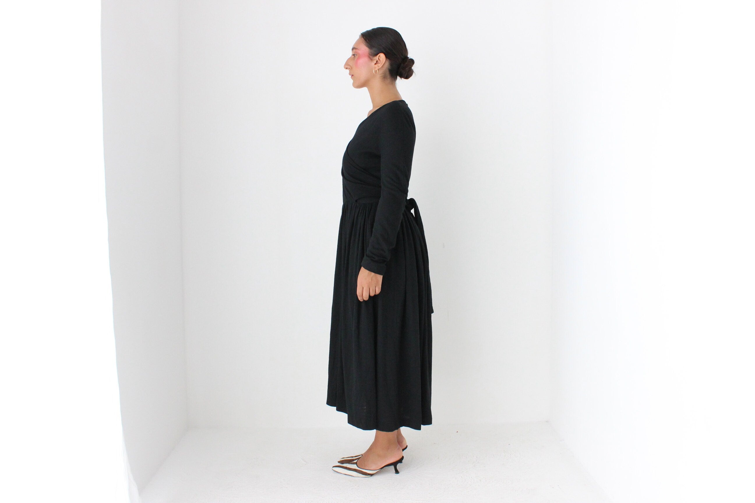 80s Sonia Rykiel Wool & Angora Knit Wrap Dress