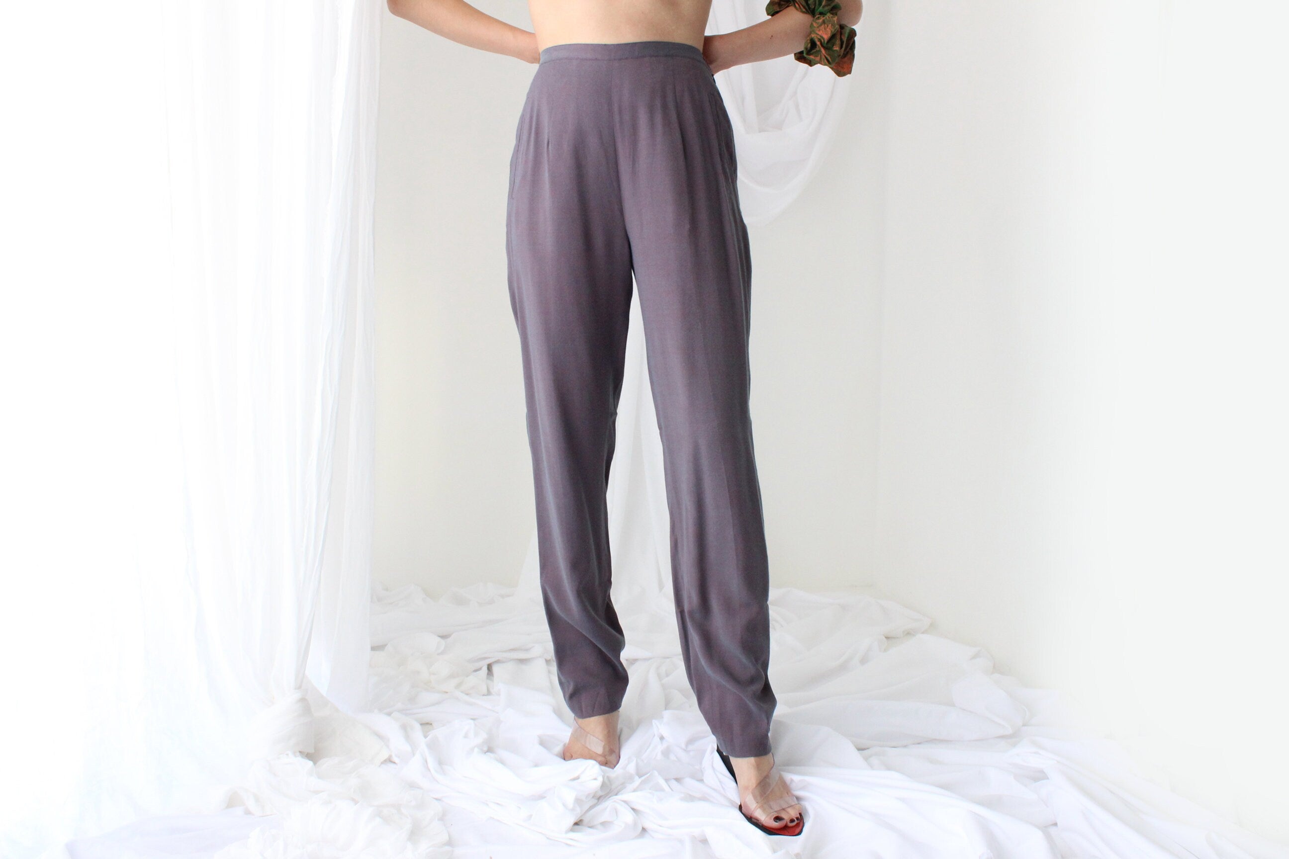 90s SILK/COTTON Holographic High Waist Trousers