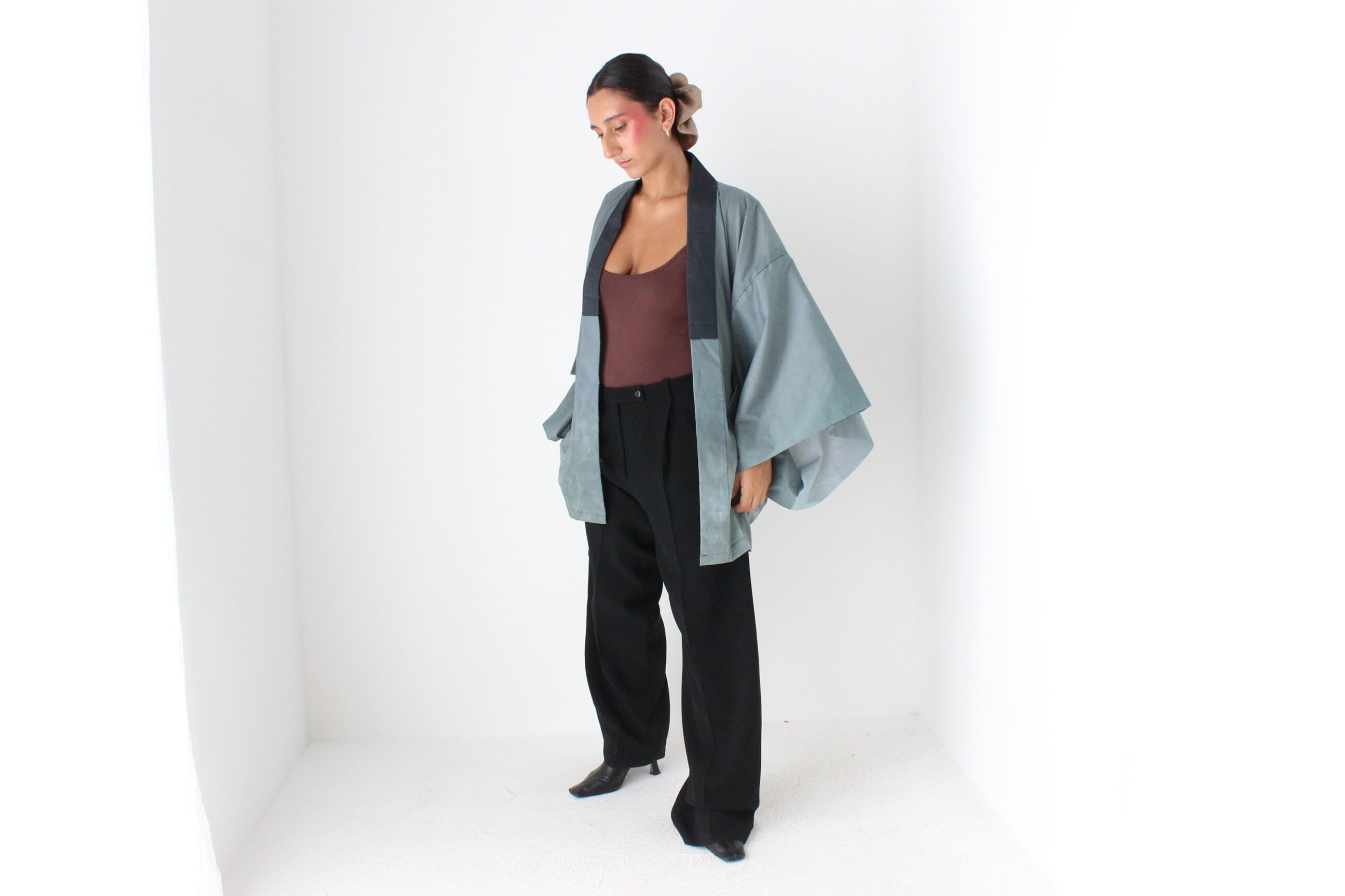 One of a Kind Vintage 1980s Hand Painted Japanese Tiger Kimono