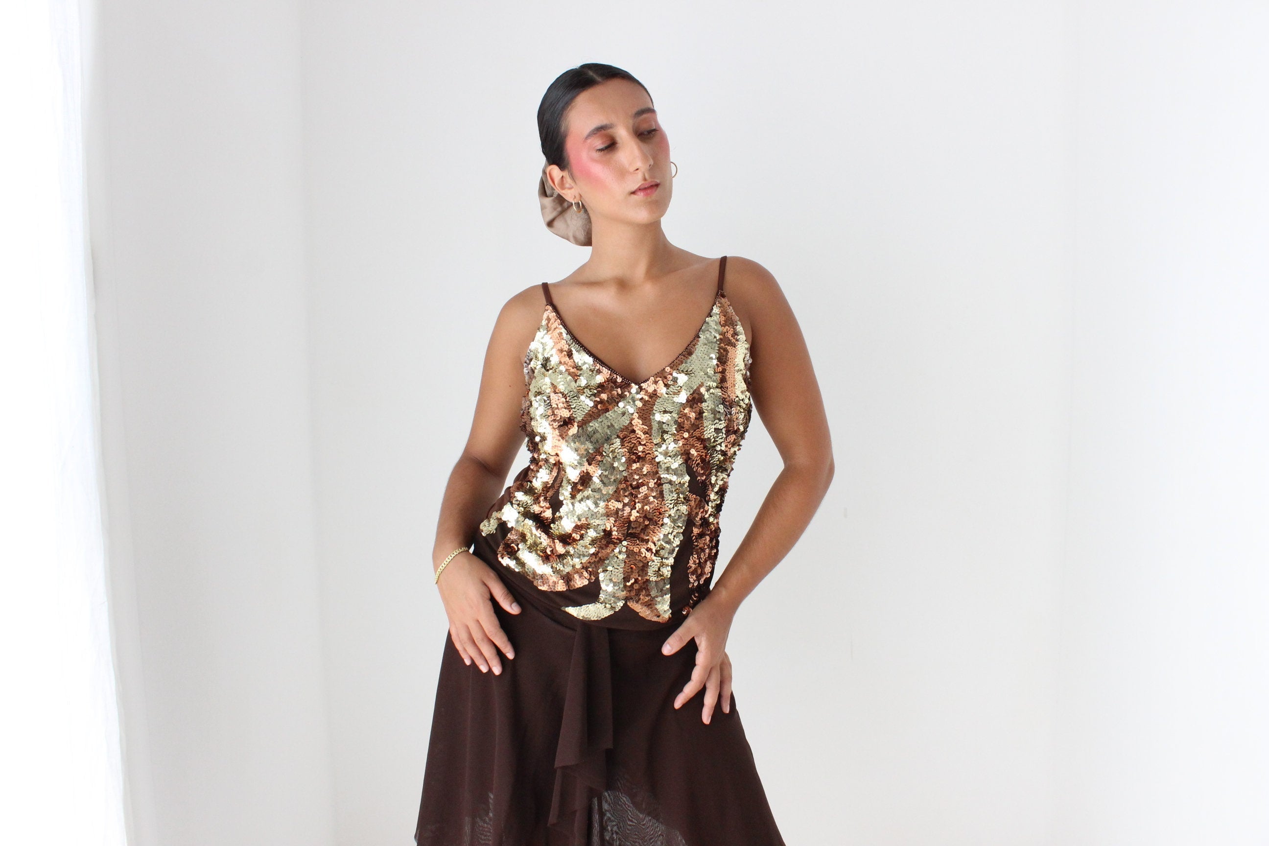 Iconic Y2K Bebe Flame Sequin & Mesh Top