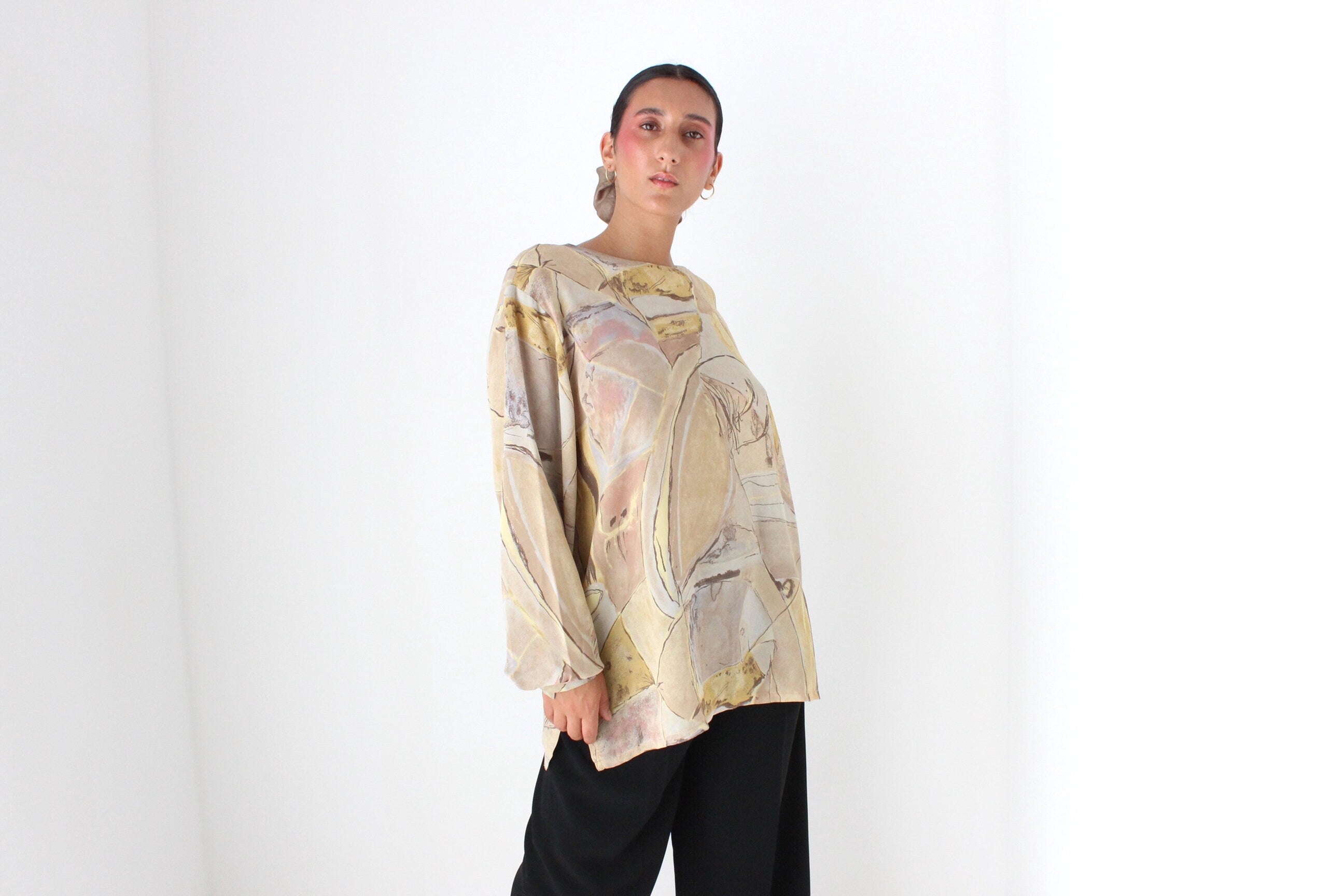 Stunning 90s Abstract Wearable Art Relaxed Top