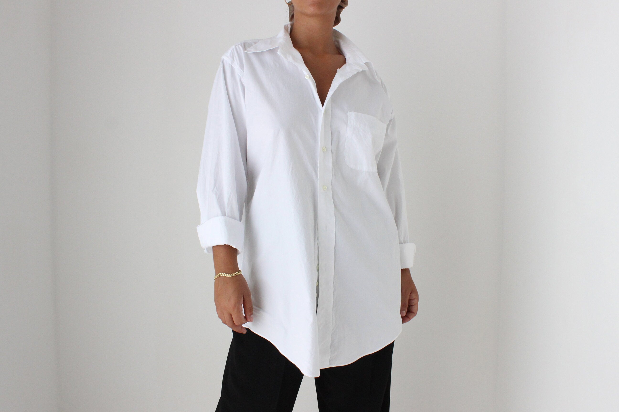 90s Pure Supima Cotton Crisp White Button Up