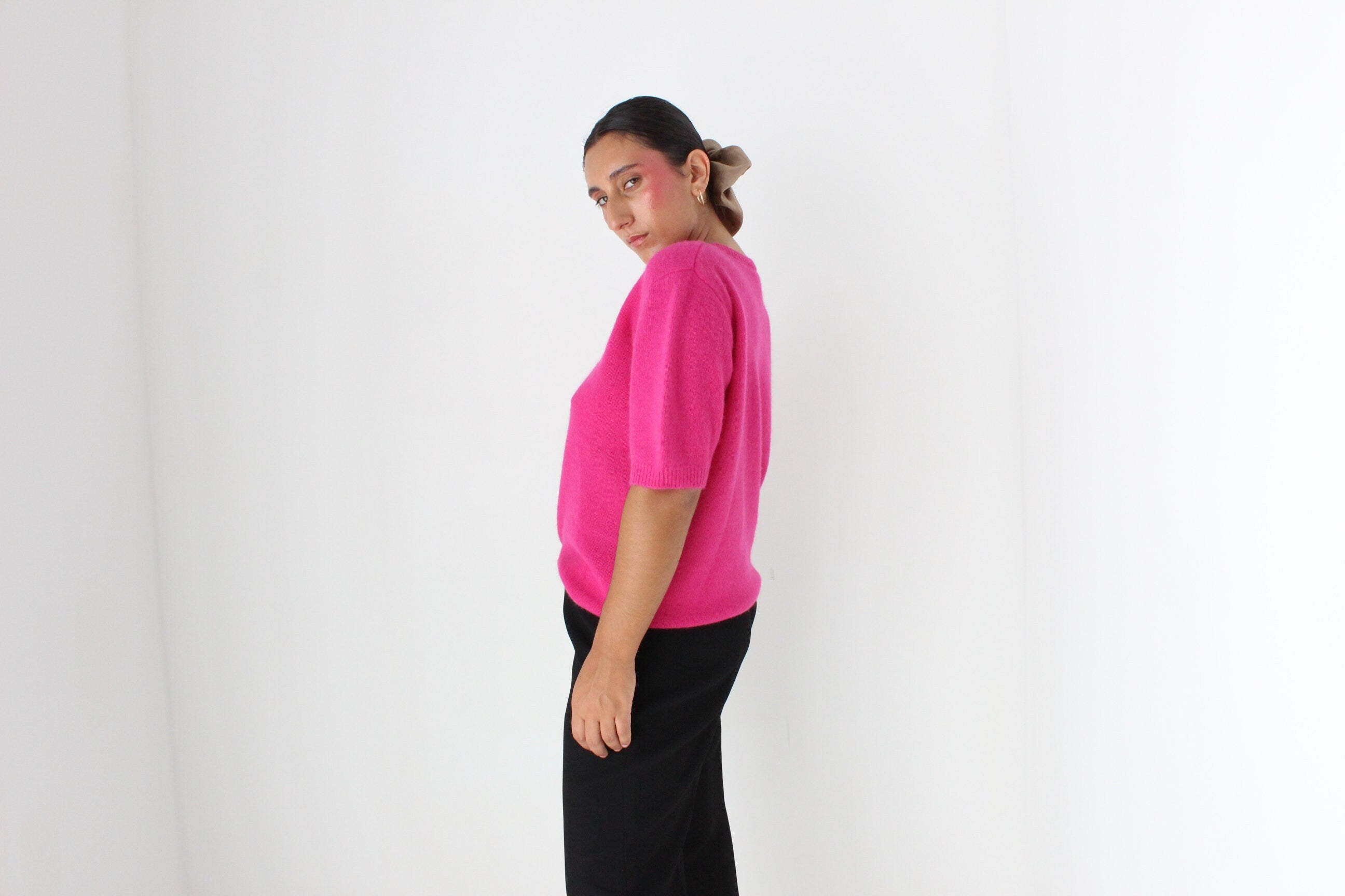 80s Bubblegum Angora & Wool Knit Sweater Top