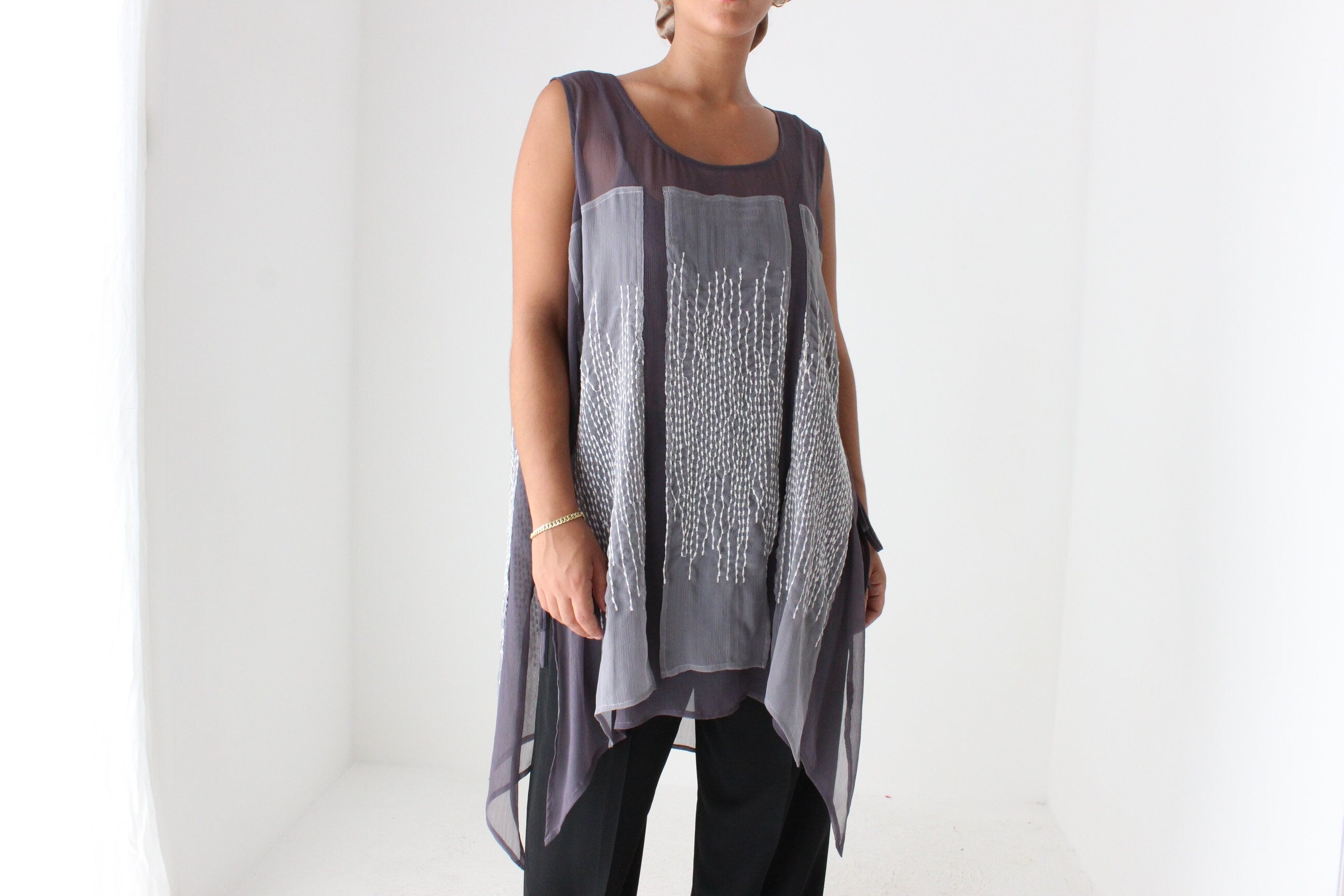 2000s Avant Garde Sheer Panel Smock Top