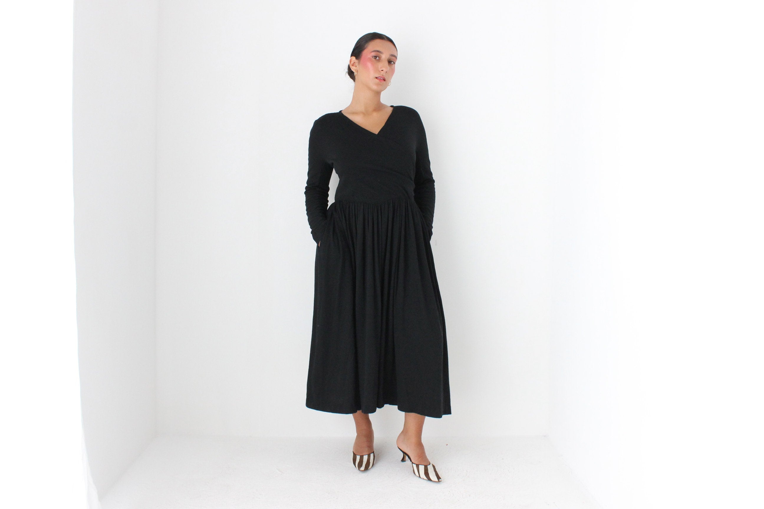 80s Sonia Rykiel Wool & Angora Knit Wrap Dress