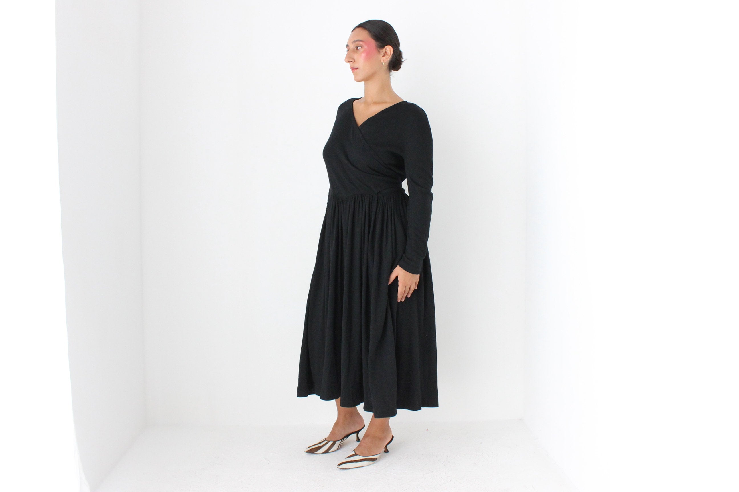 80s Sonia Rykiel Wool & Angora Knit Wrap Dress