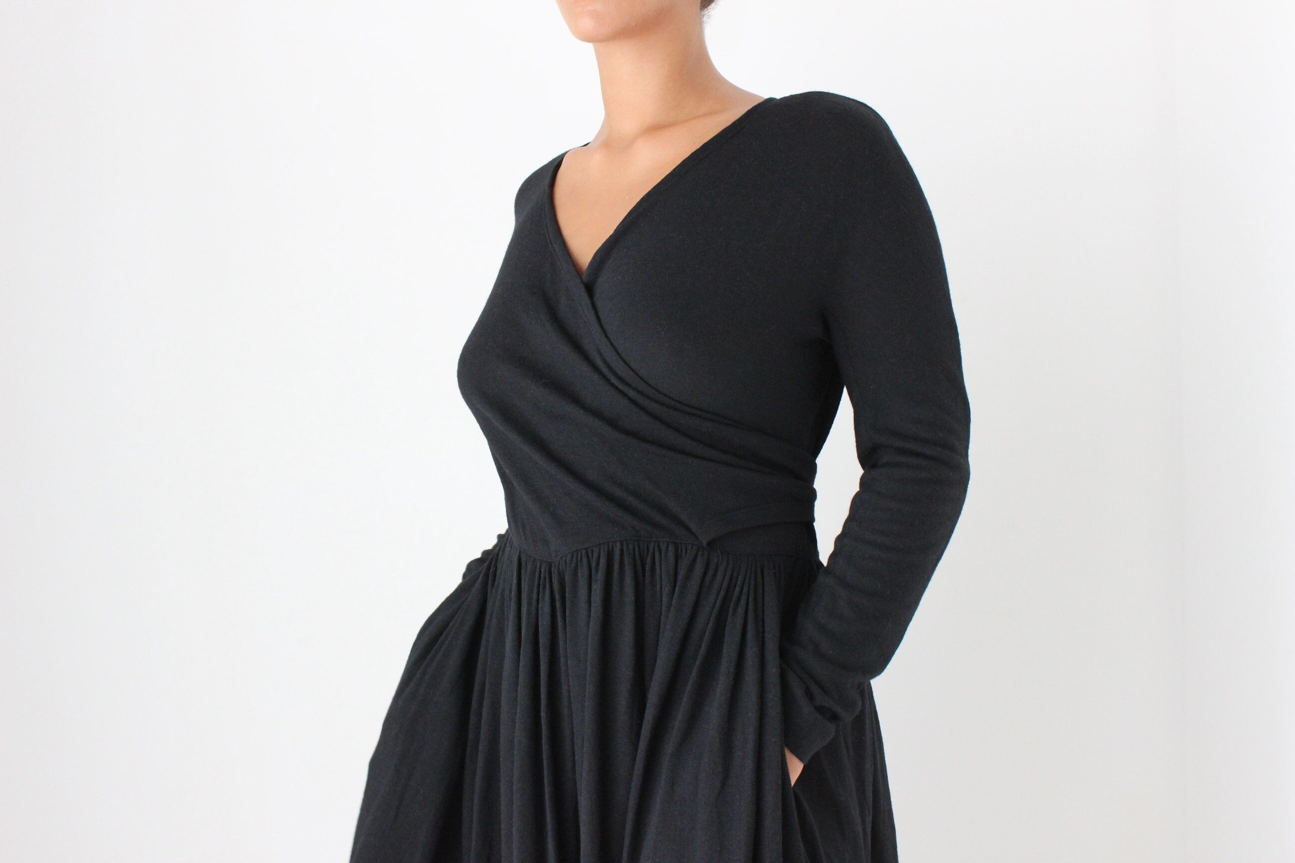 80s Sonia Rykiel Wool & Angora Knit Wrap Dress