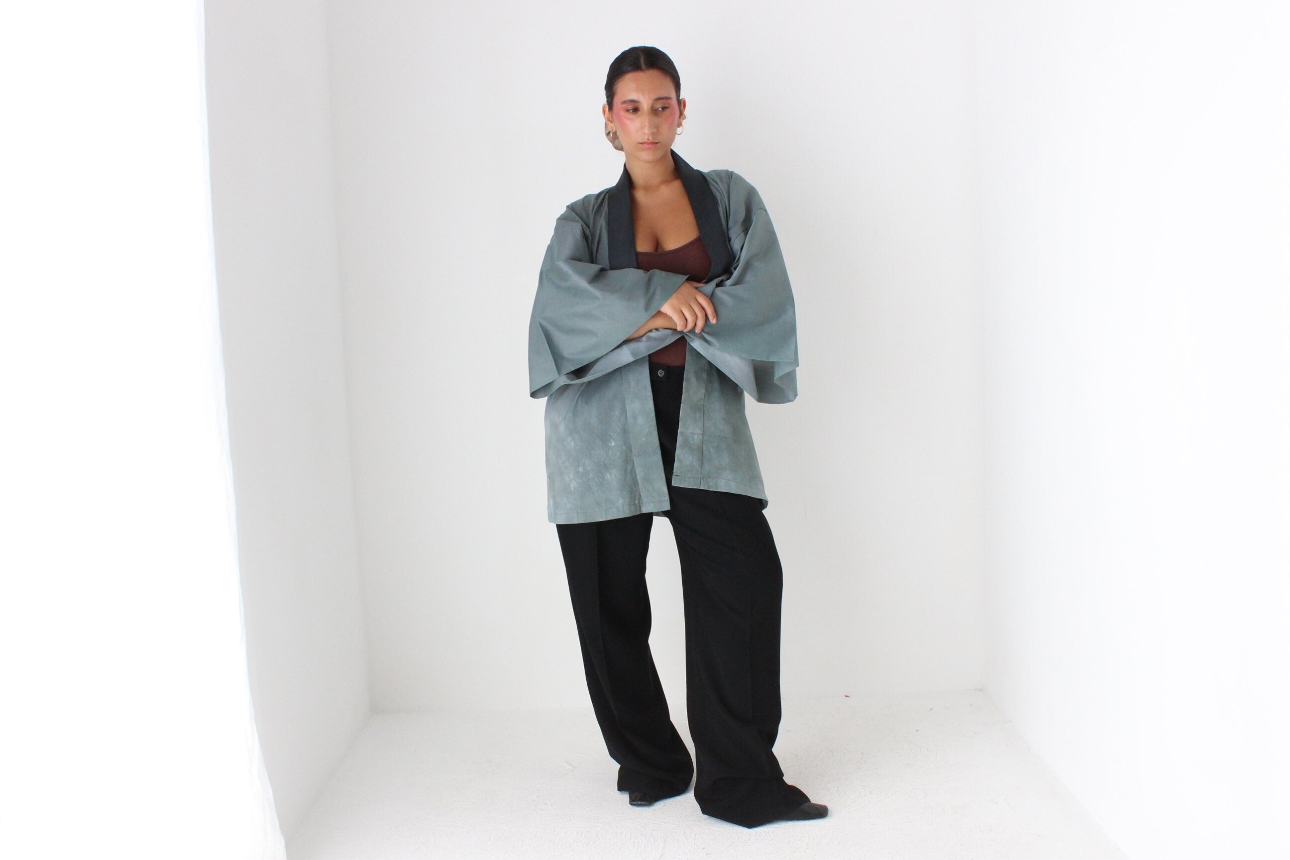 One of a Kind Vintage 1980s Hand Painted Japanese Tiger Kimono