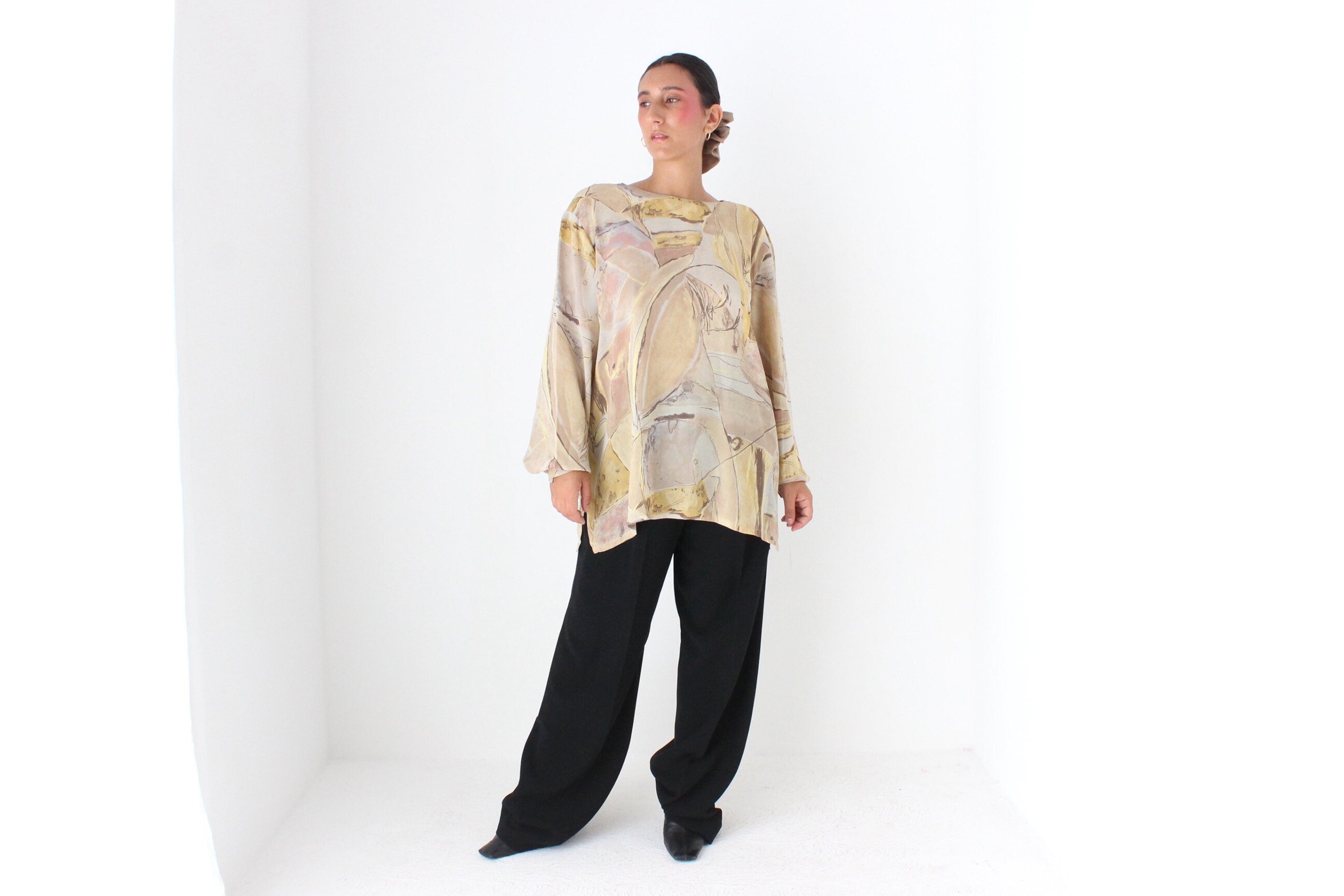Stunning 90s Abstract Wearable Art Relaxed Top