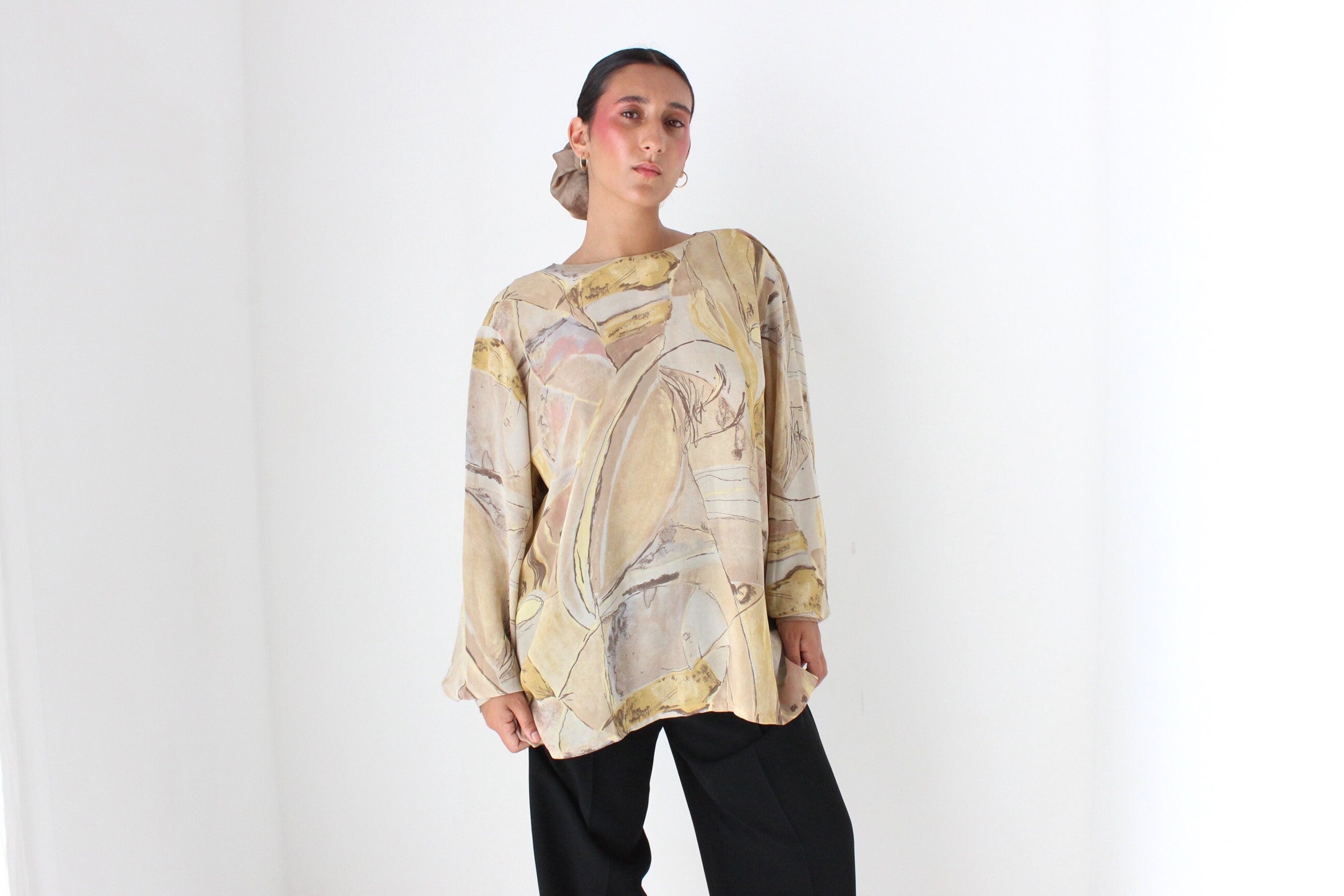 Stunning 90s Abstract Wearable Art Relaxed Top