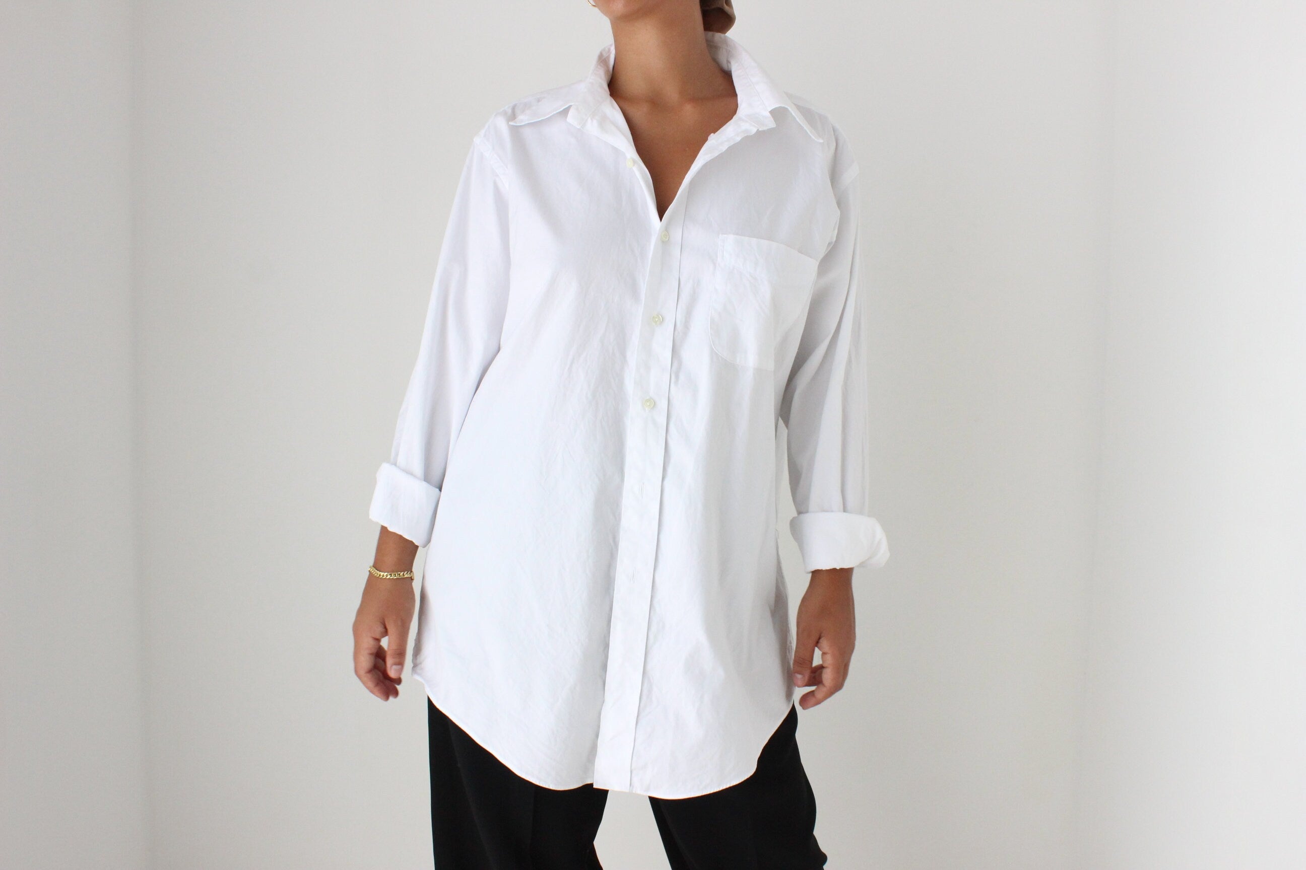 90s Pure Supima Cotton Crisp White Button Up