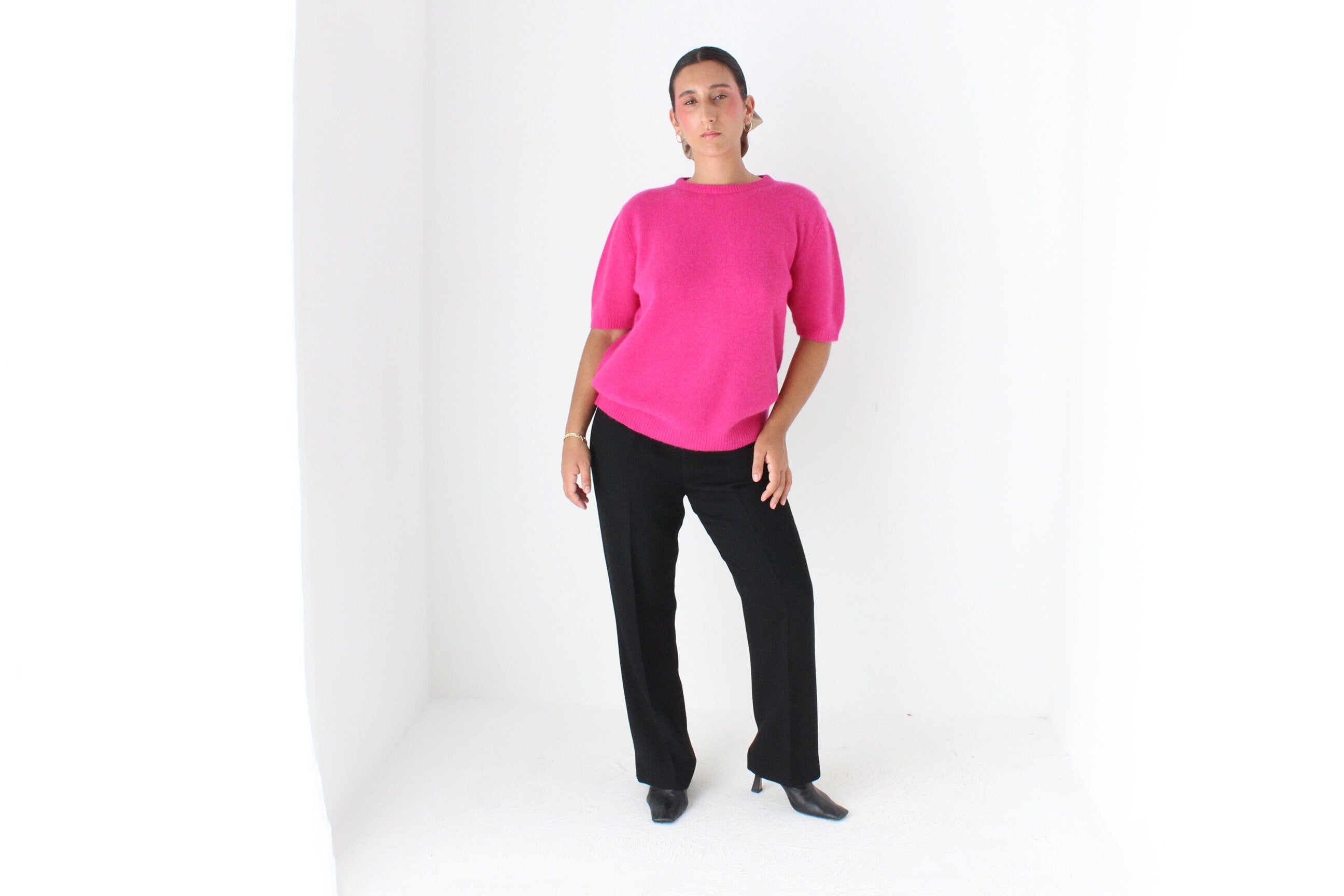 80s Bubblegum Angora & Wool Knit Sweater Top